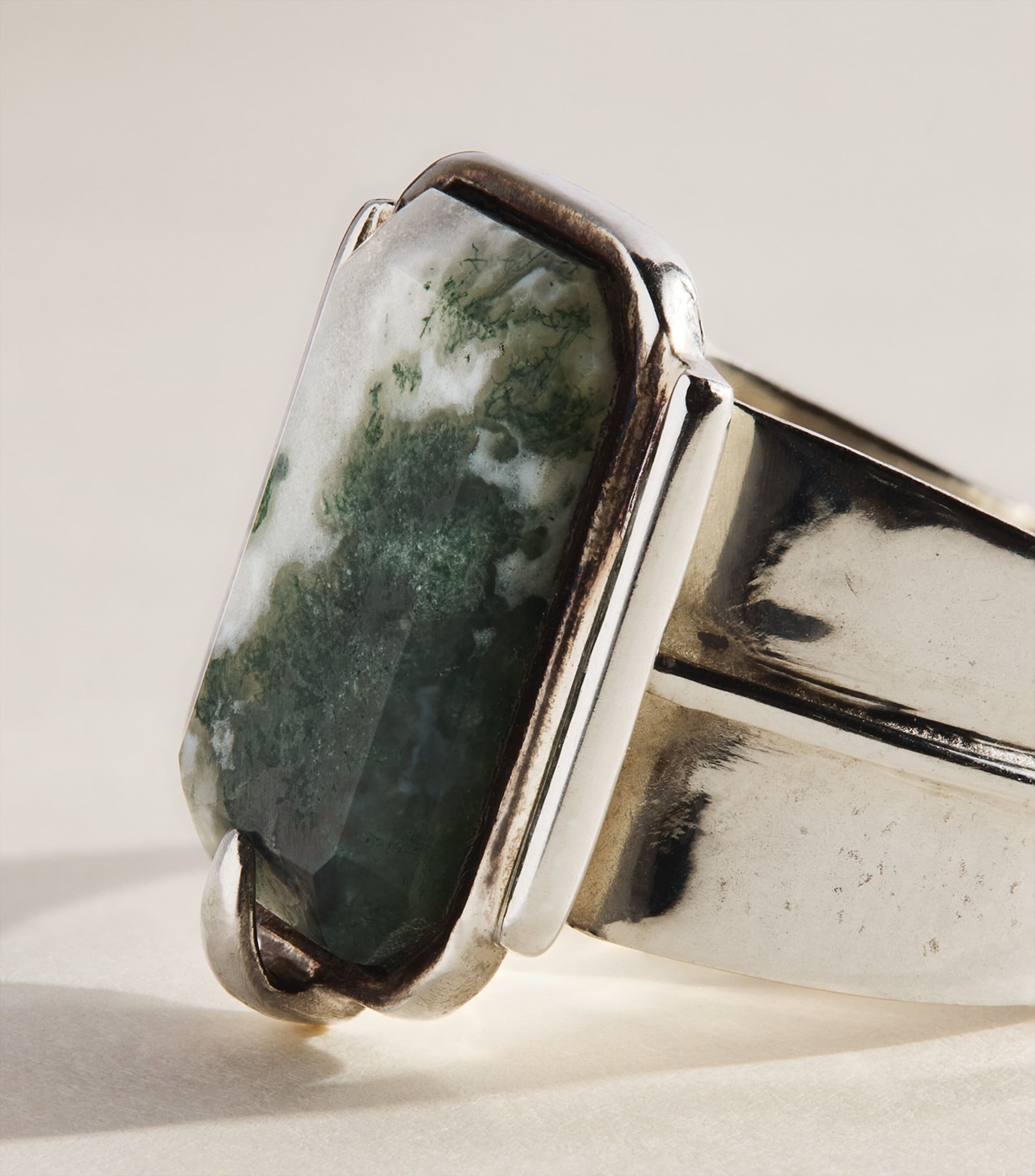 FYR Sterling Silver and Moss Agate Aida Ring Silver Image 4
