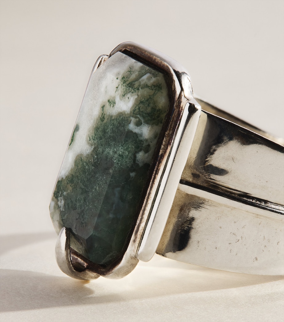 FYR Sterling Silver and Moss Agate Aida Ring Silver Image 4