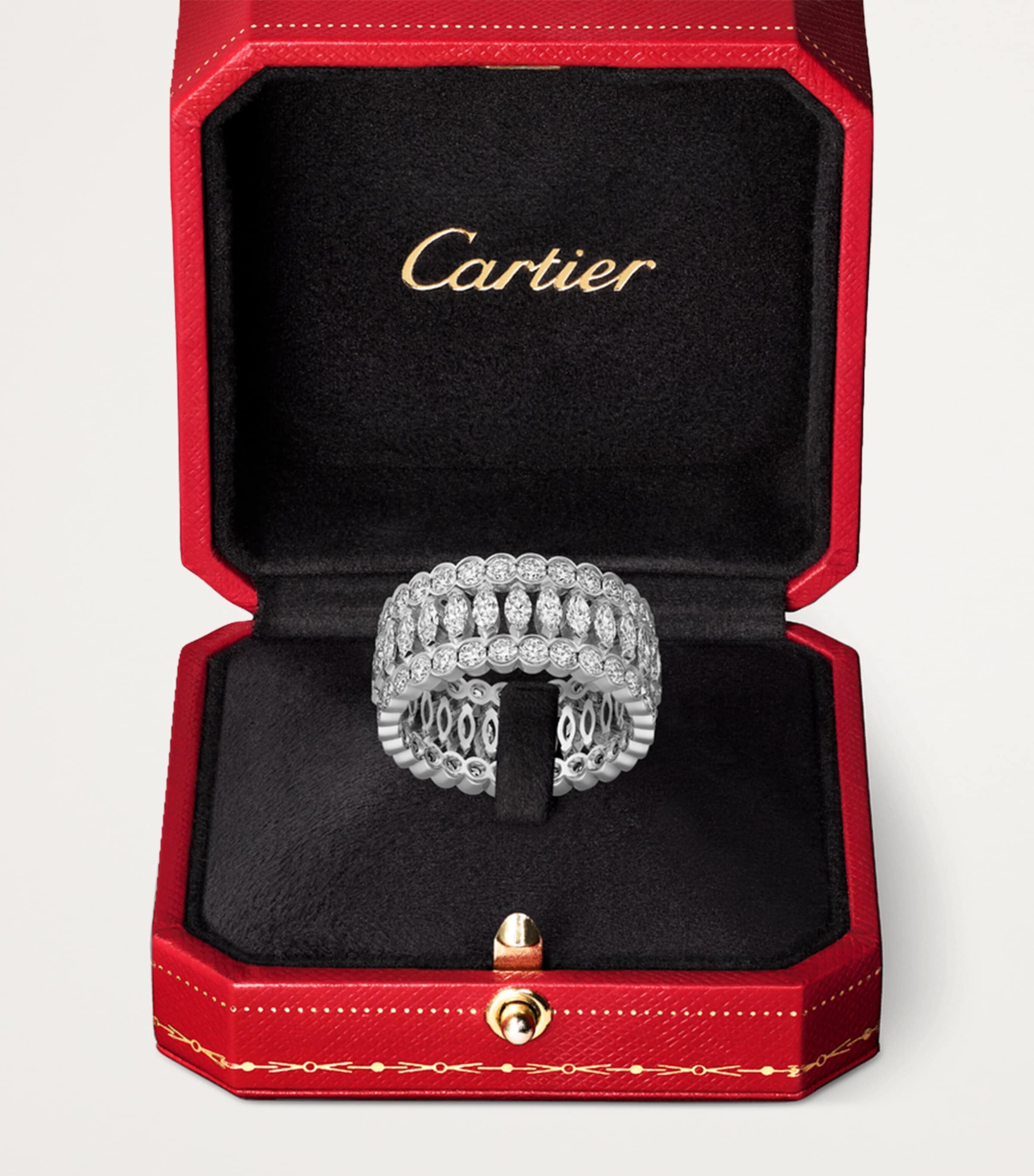 White Gold and Diamond Broderie de Cartier Ring WHITE GOLD Image 3