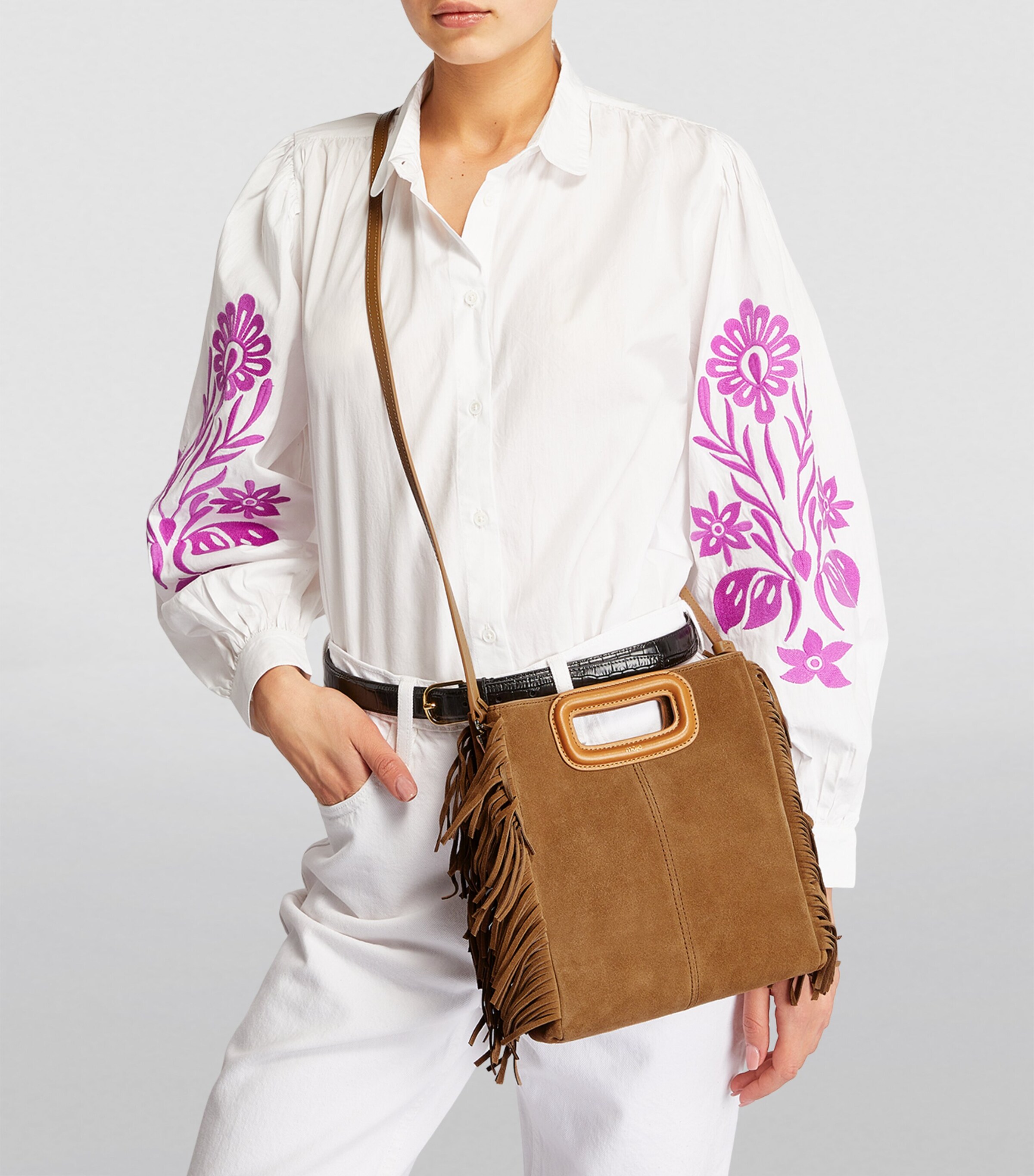 Suede M Top-Handle Bag CAMEL Image 7