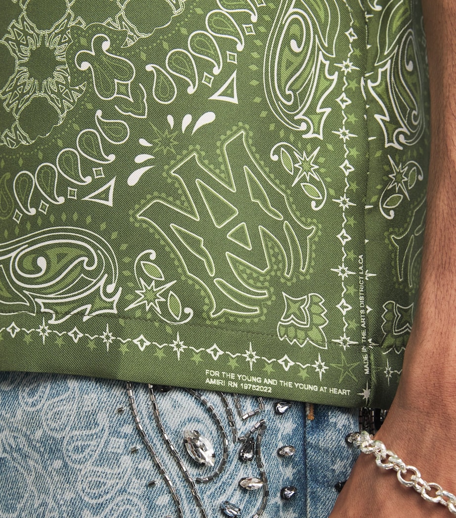 Silk Bandana Print Shirt GREEN Image 6