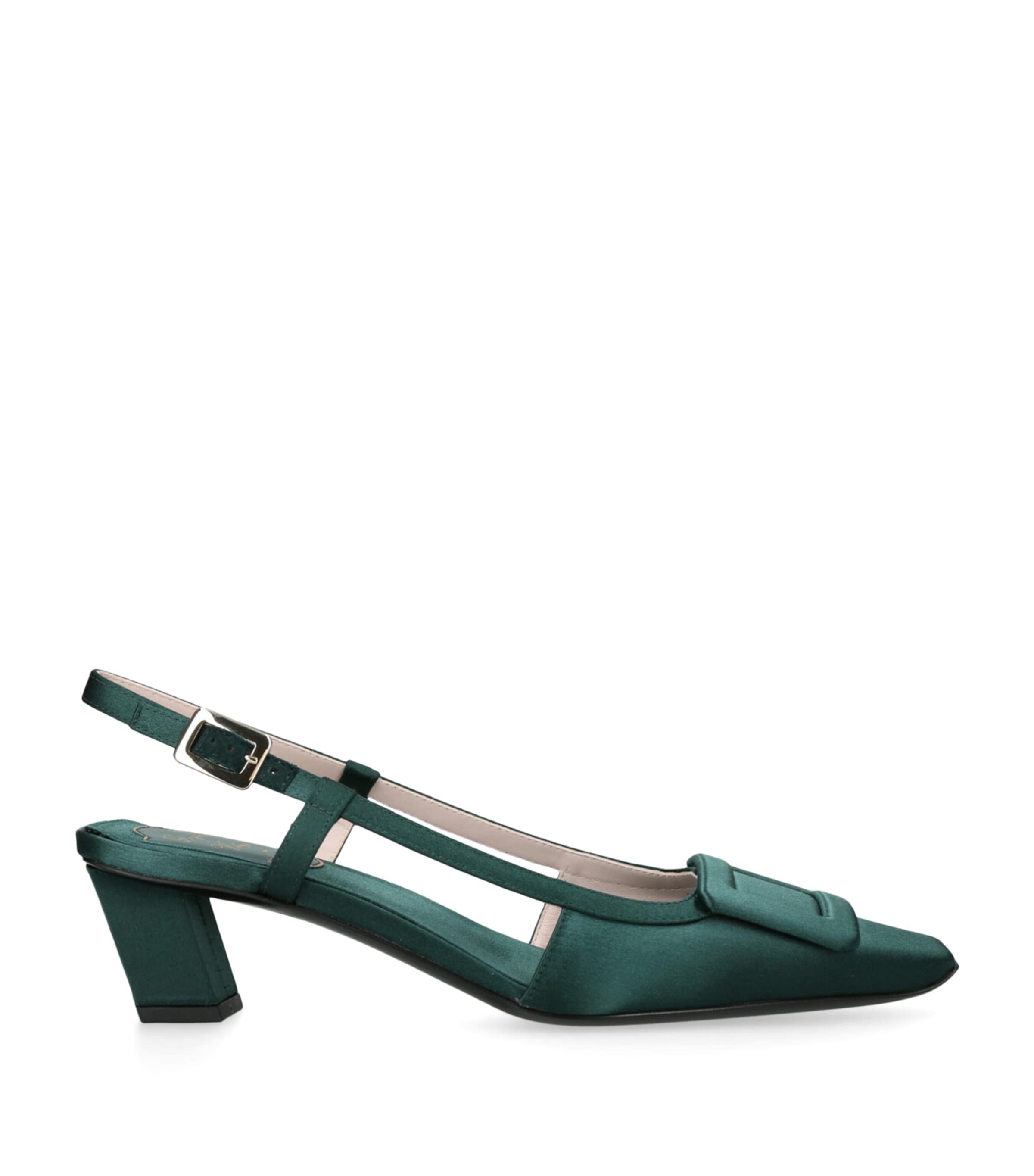 Roger Vivier Satin Belle Vivier Slingback Pumps 45 Green Image 1