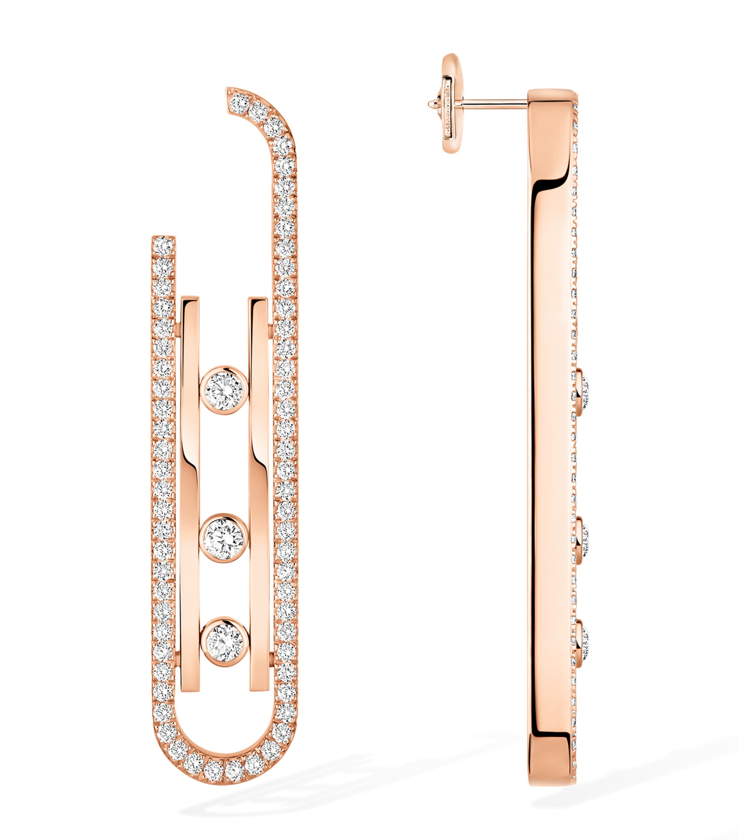 Messika Move 10th Birthday Rose Gold and Diamond Move Earrings (1.00ct) Pink Gold Image 3