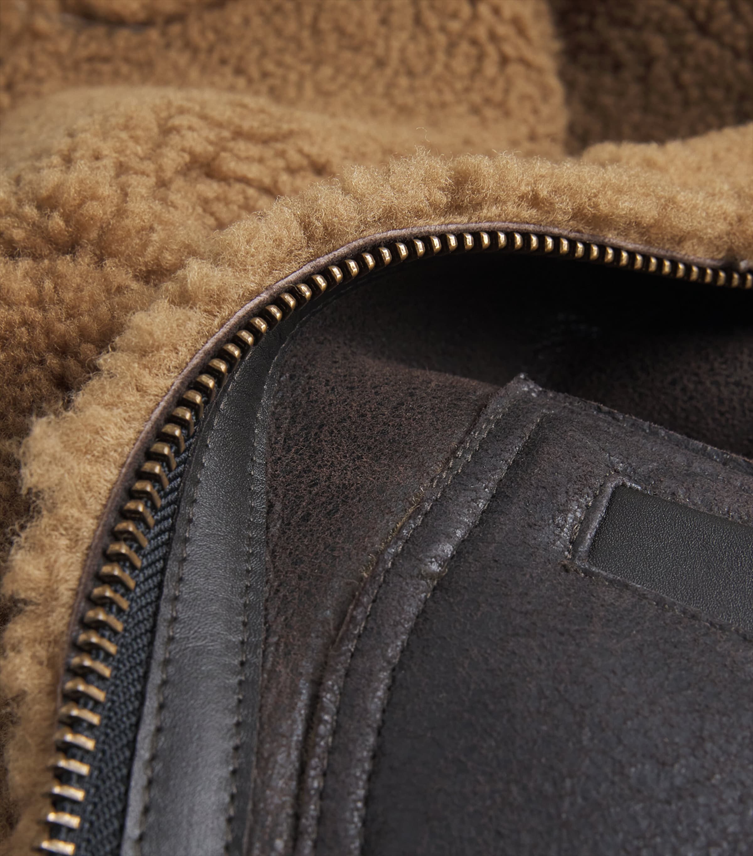 Coor Mens Shearling-Lined Leather Jacket Multi Brown Image 2
