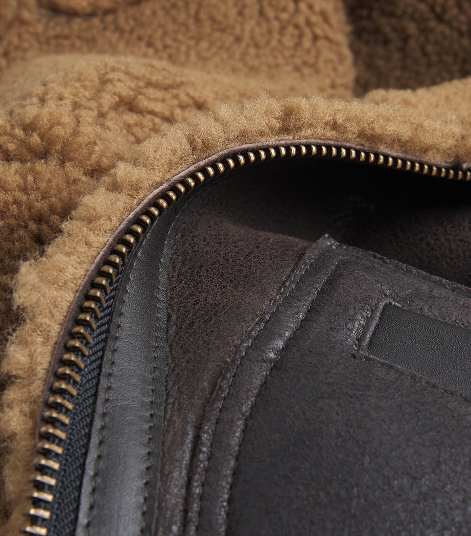 Coor Mens Shearling-Lined Leather Jacket Multi Brown Image 2