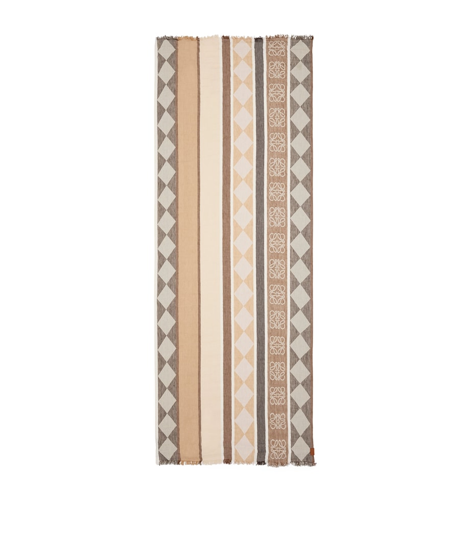 x Paula's Ibiza Linen-Cotton Scarf LIGHT/DARK BEIGE Image 1