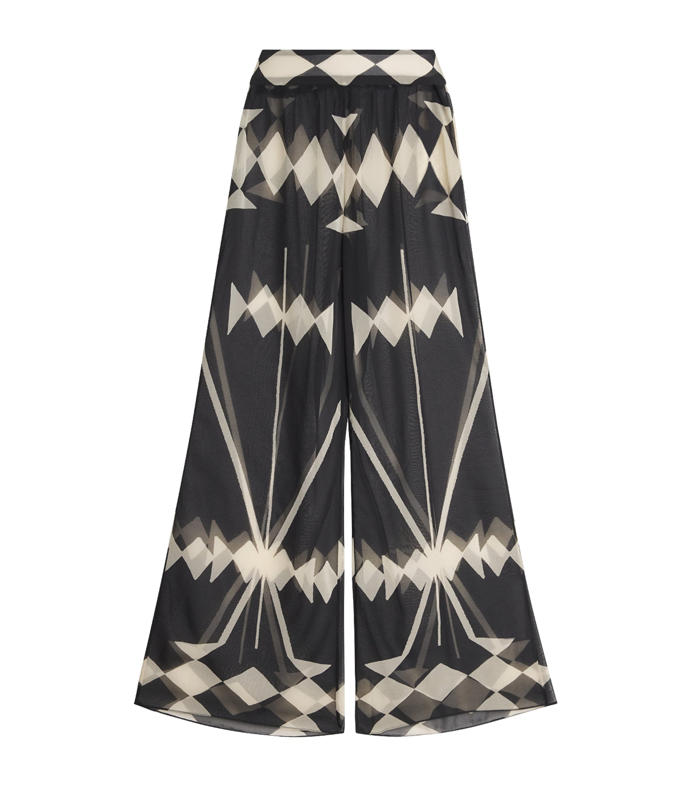 Johanna Ortiz Georgette Printed Rapsodia Trousers In Black