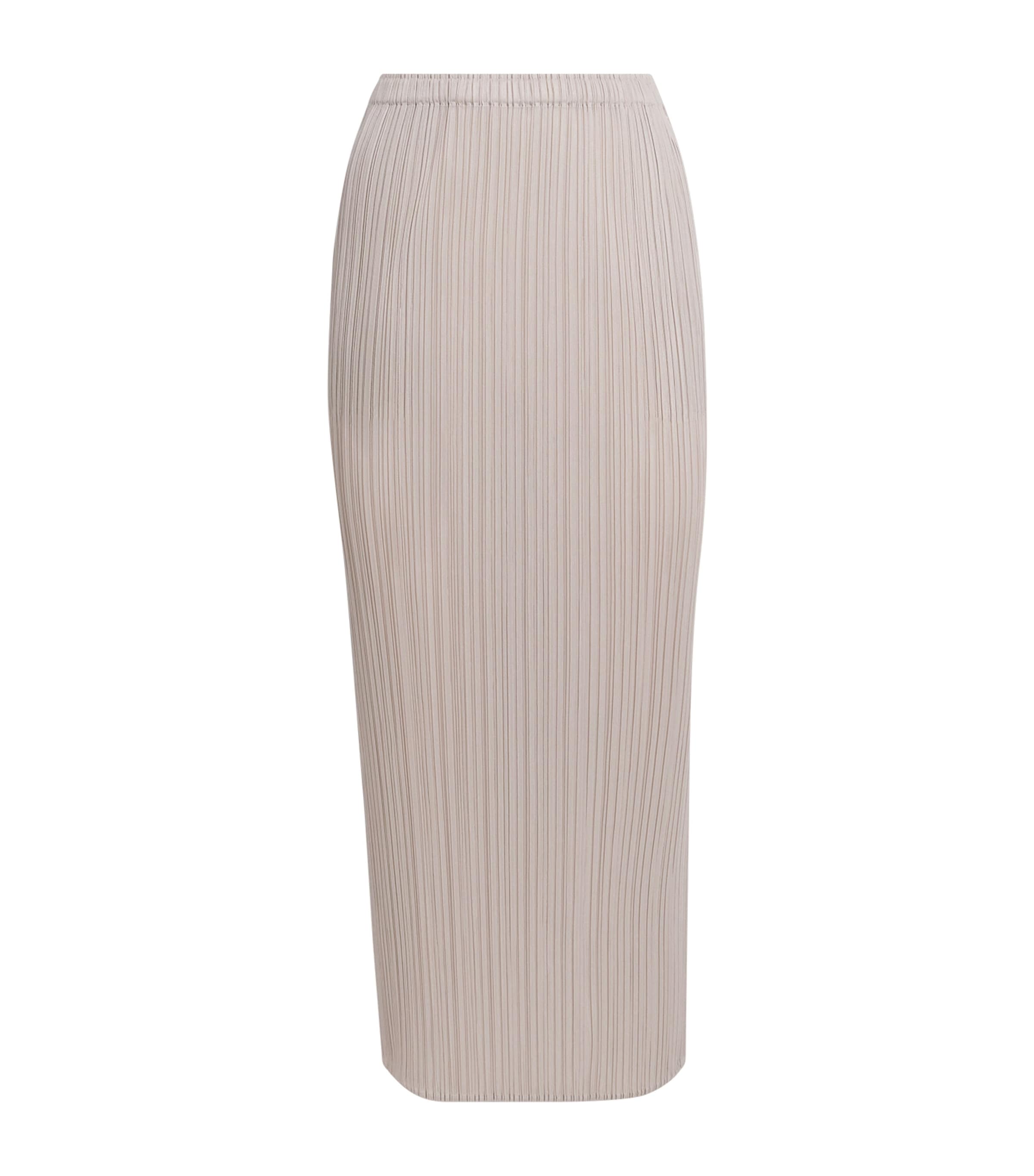 Issey Miyake Pleats Please  New Colorful Basics 4 Midi Skirt In Sand