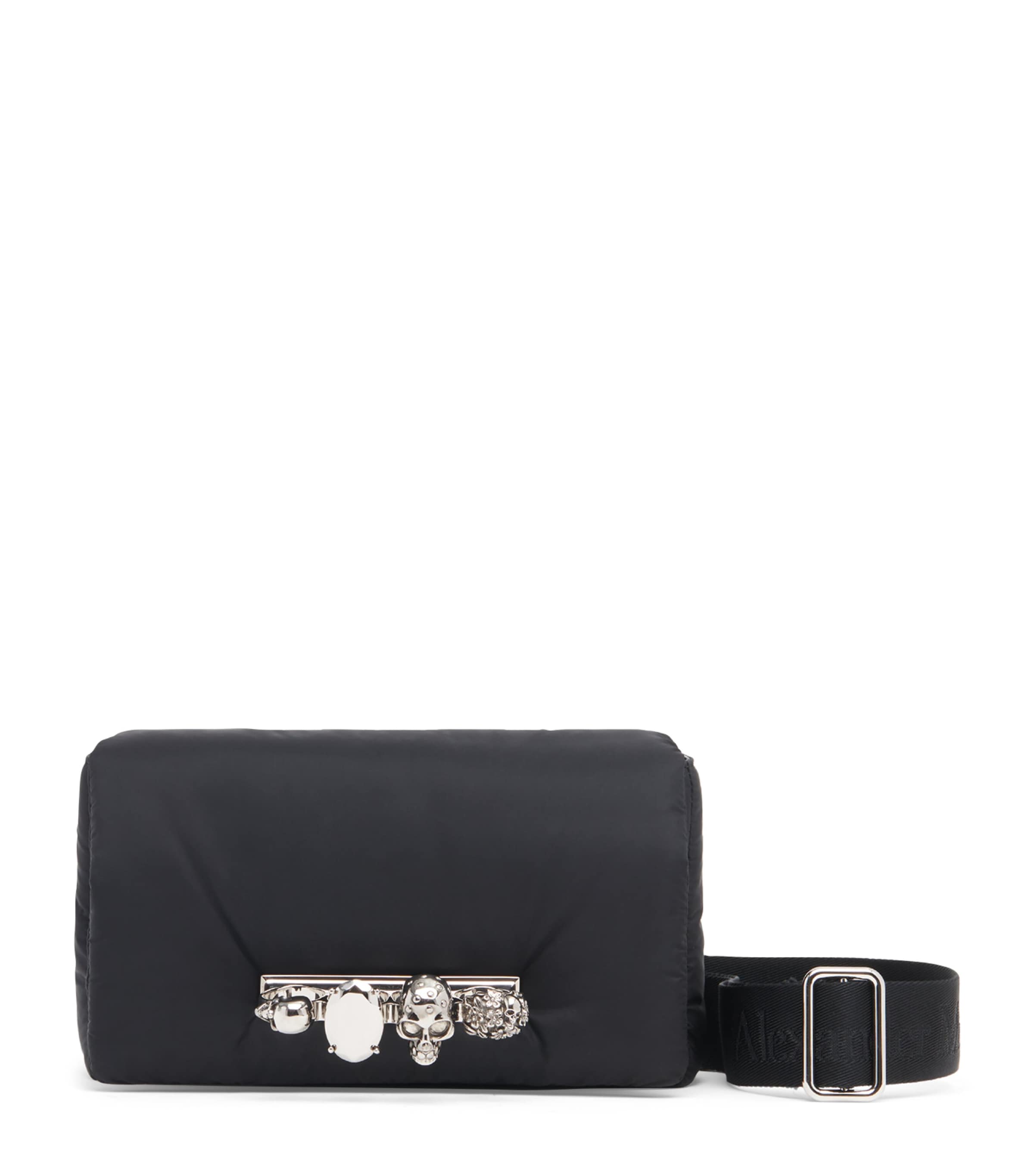 Alexander Mcqueen Padded Knuckle Belt Bag In Black