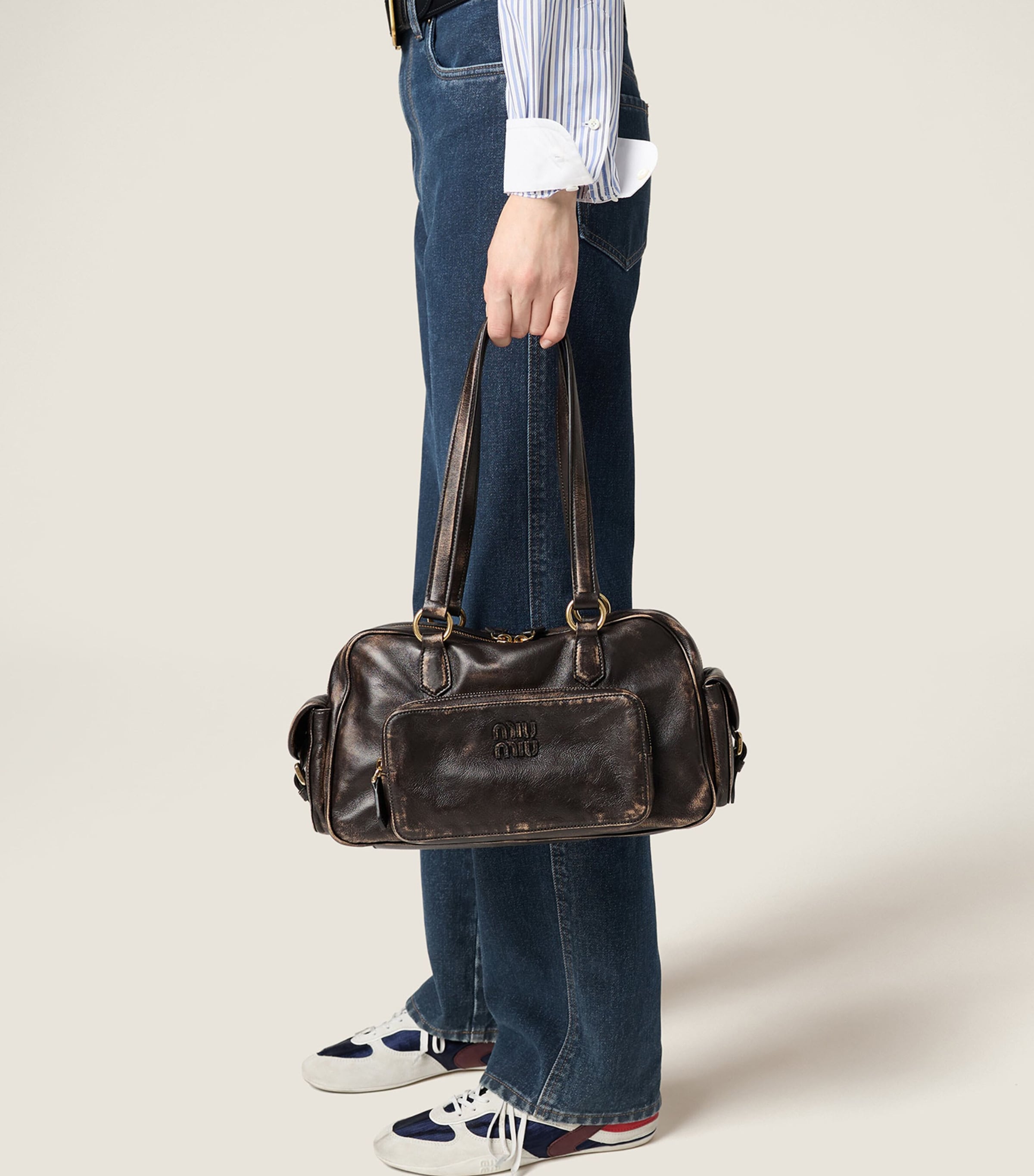 Nappa Leather Pocket Top-Handle Bag F0201 Image 5