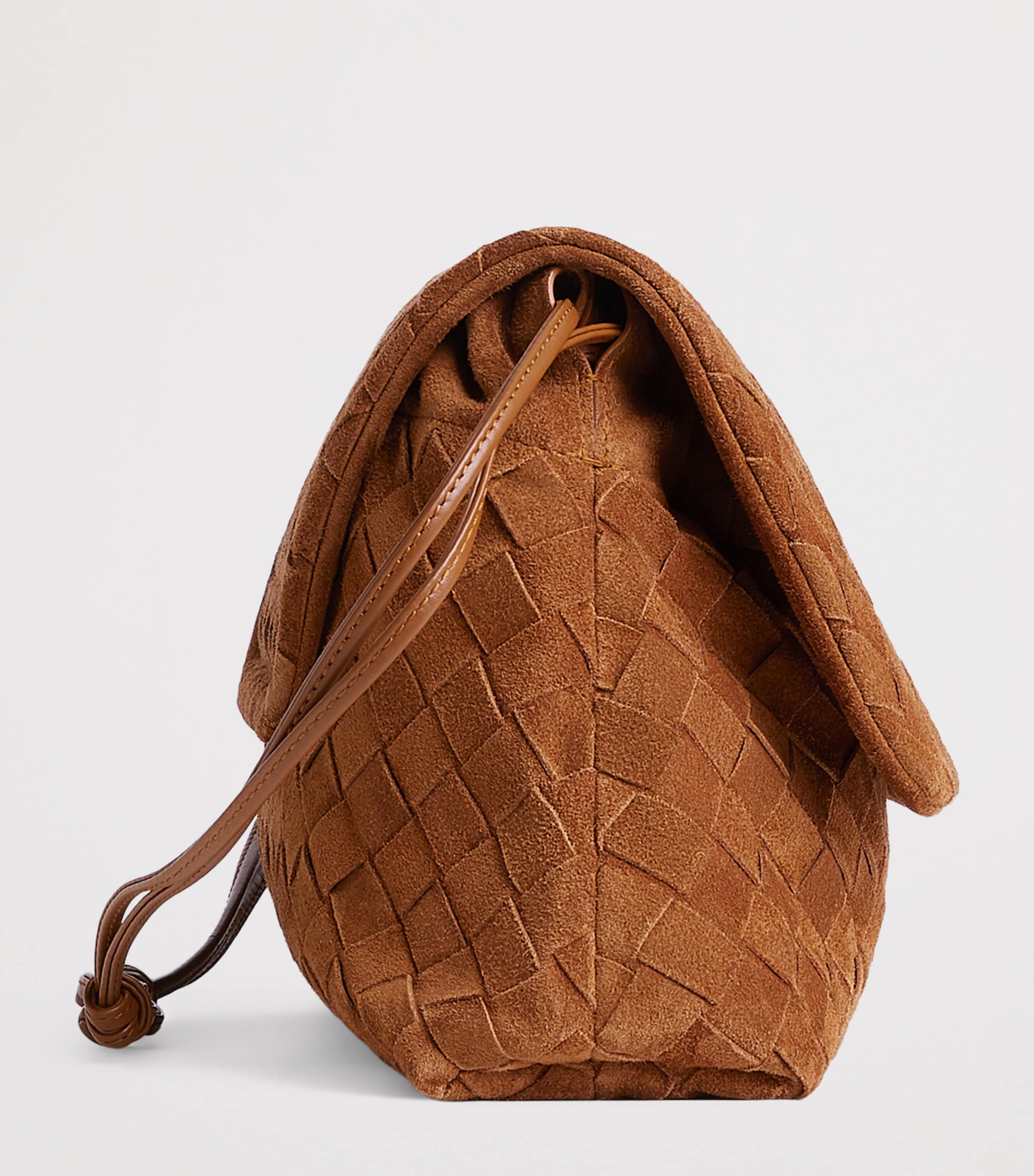 Bottega Veneta Brown Suede Dustbag Giorno Shoulder Bag | Harrods UK