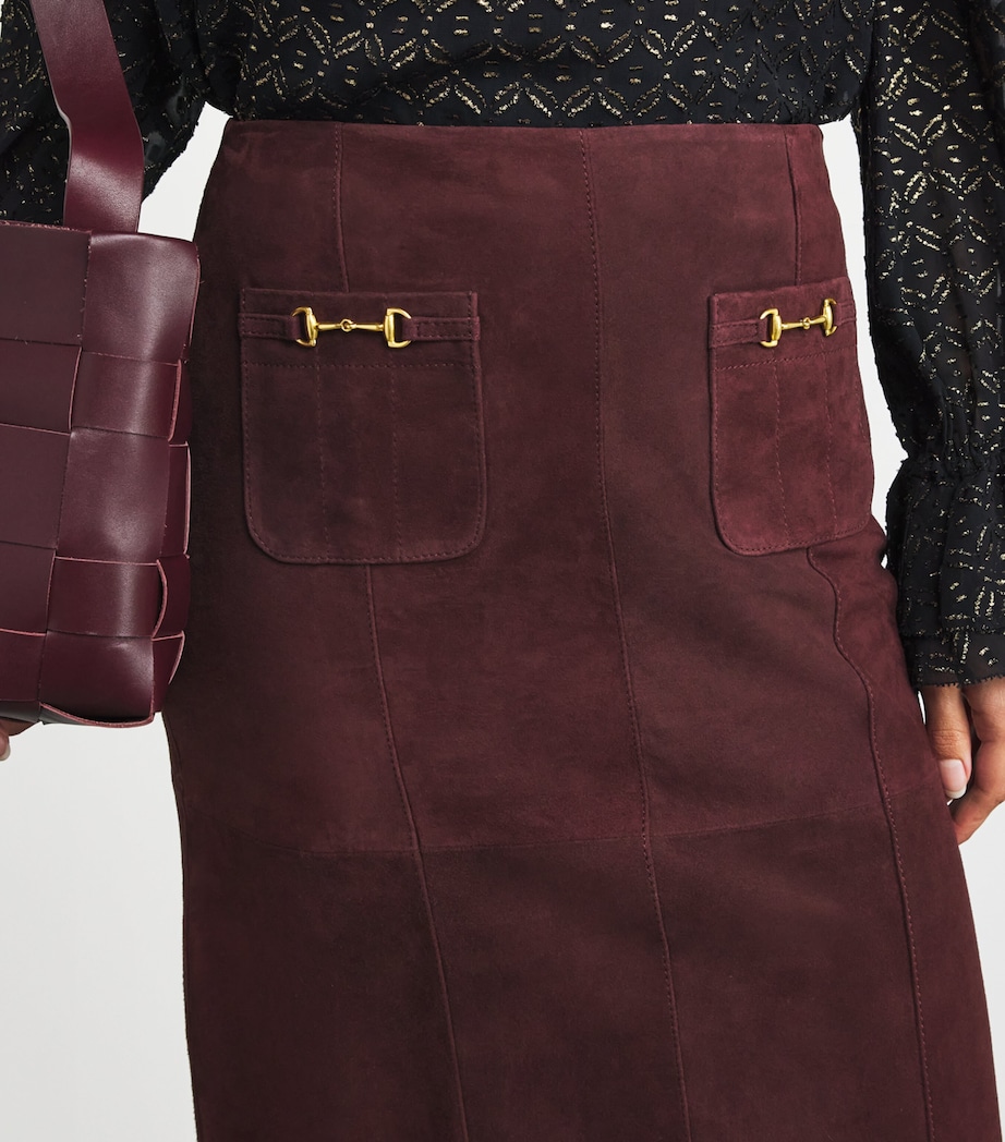 Suede Edwina Midi Skirt MAROON Image 6