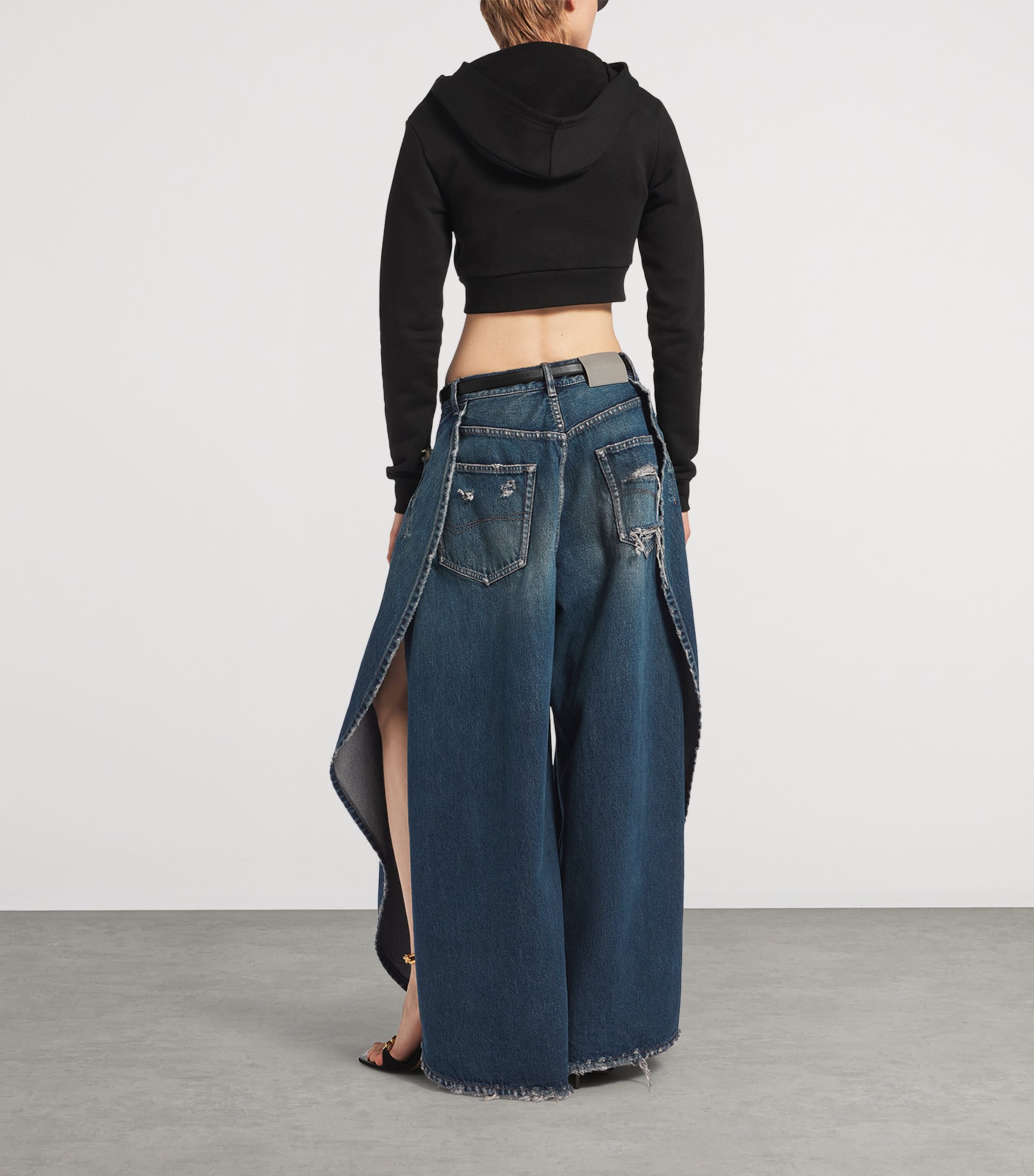 Balenciaga Womens Cropped Zip-Up Hoodie Image 3