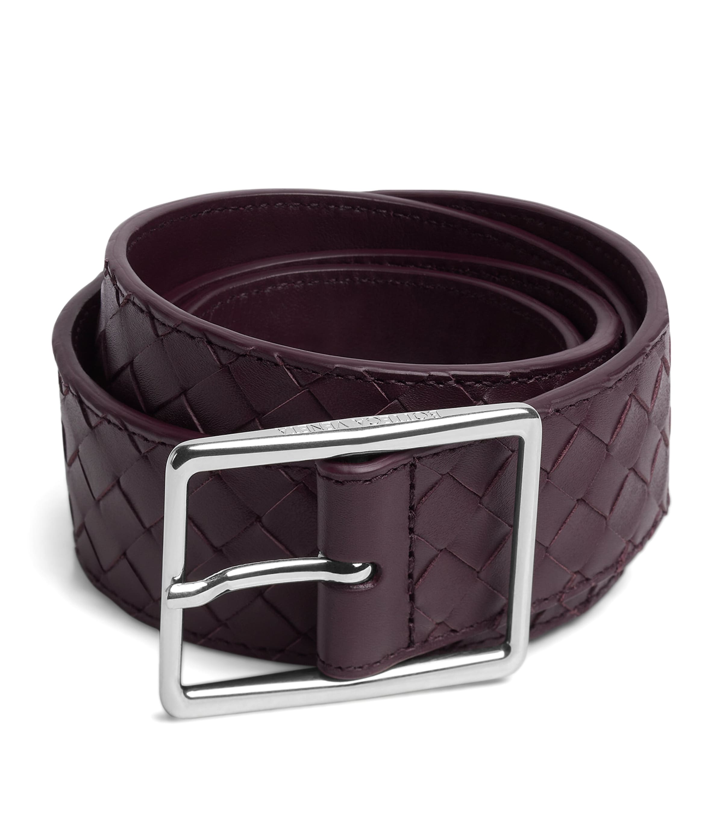 Bottega Veneta Calfskin Intrecciato Piccolo Belt In Purple