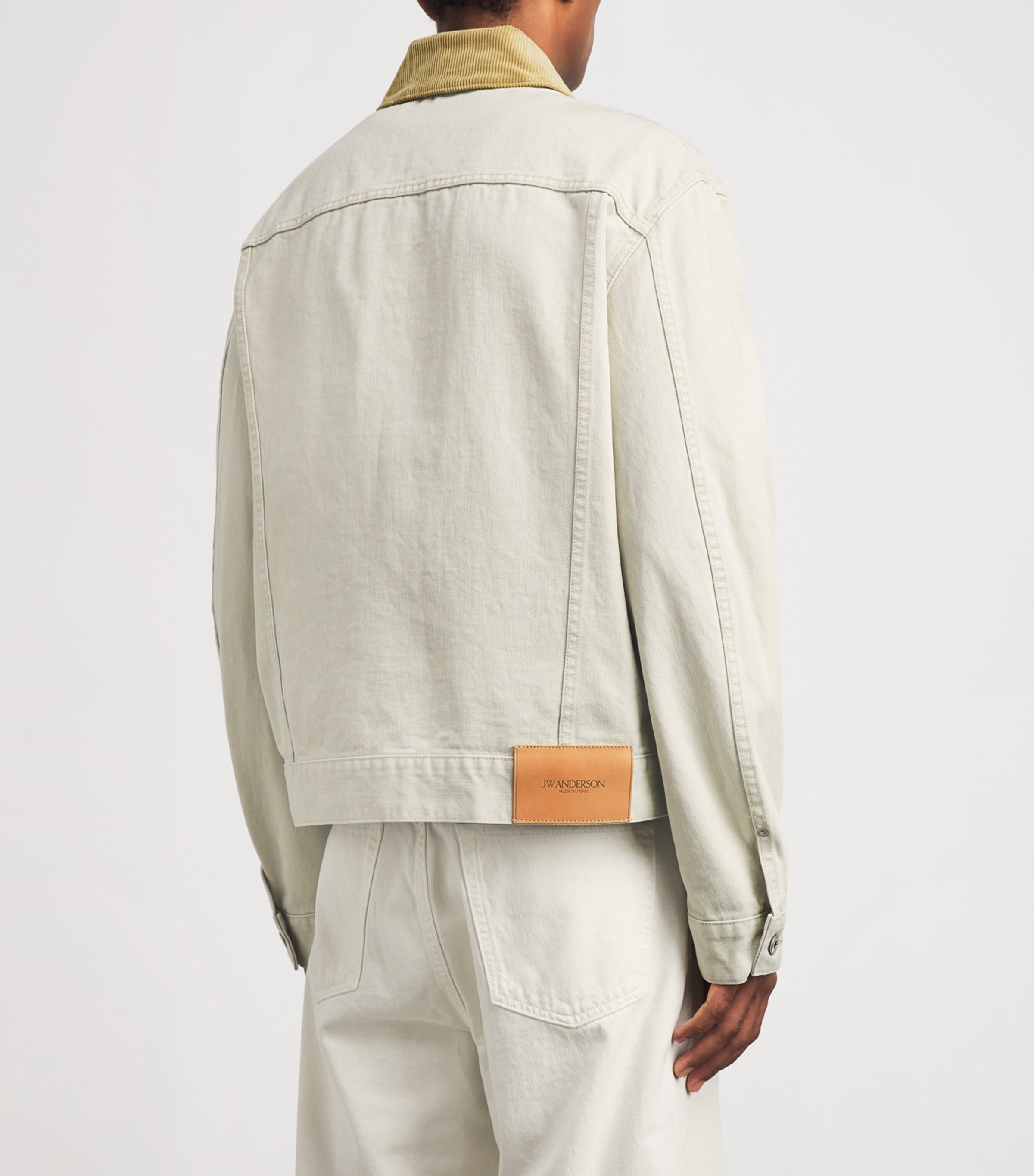 JW Anderson Mens Corduroy-Collar Denim Jacket Ecru Image 5