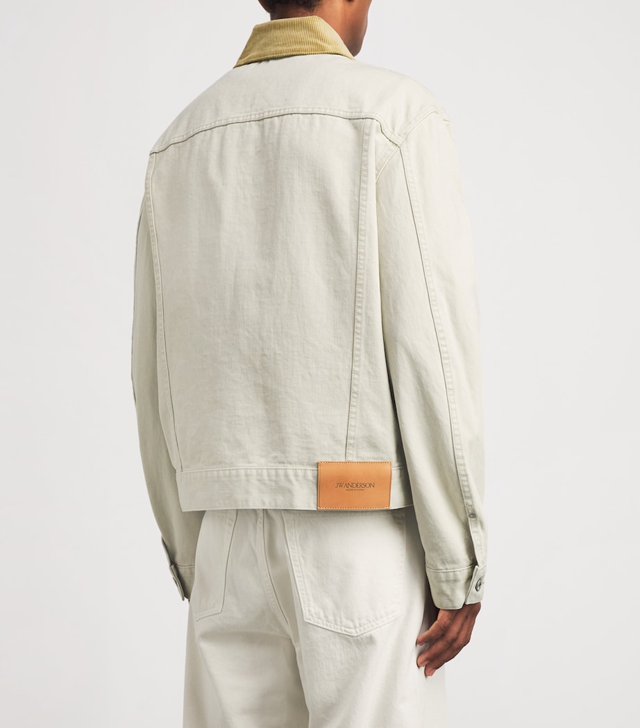 JW Anderson Mens Corduroy-Collar Denim Jacket Ecru Image 5