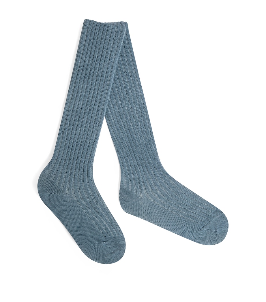 Cotton Ribbed Tights VERT DE GRIS Image 1