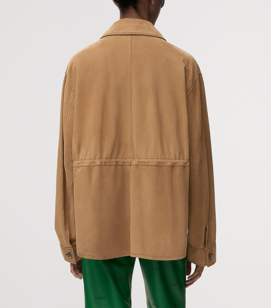 LOEWE Womens Suede Workwear Jacket Tan Image 5