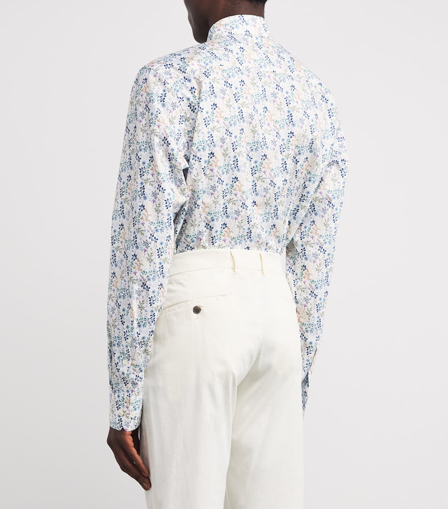 Cotton Twill Printed Contemporary Fit Shirt 25MID BLUE Image 4