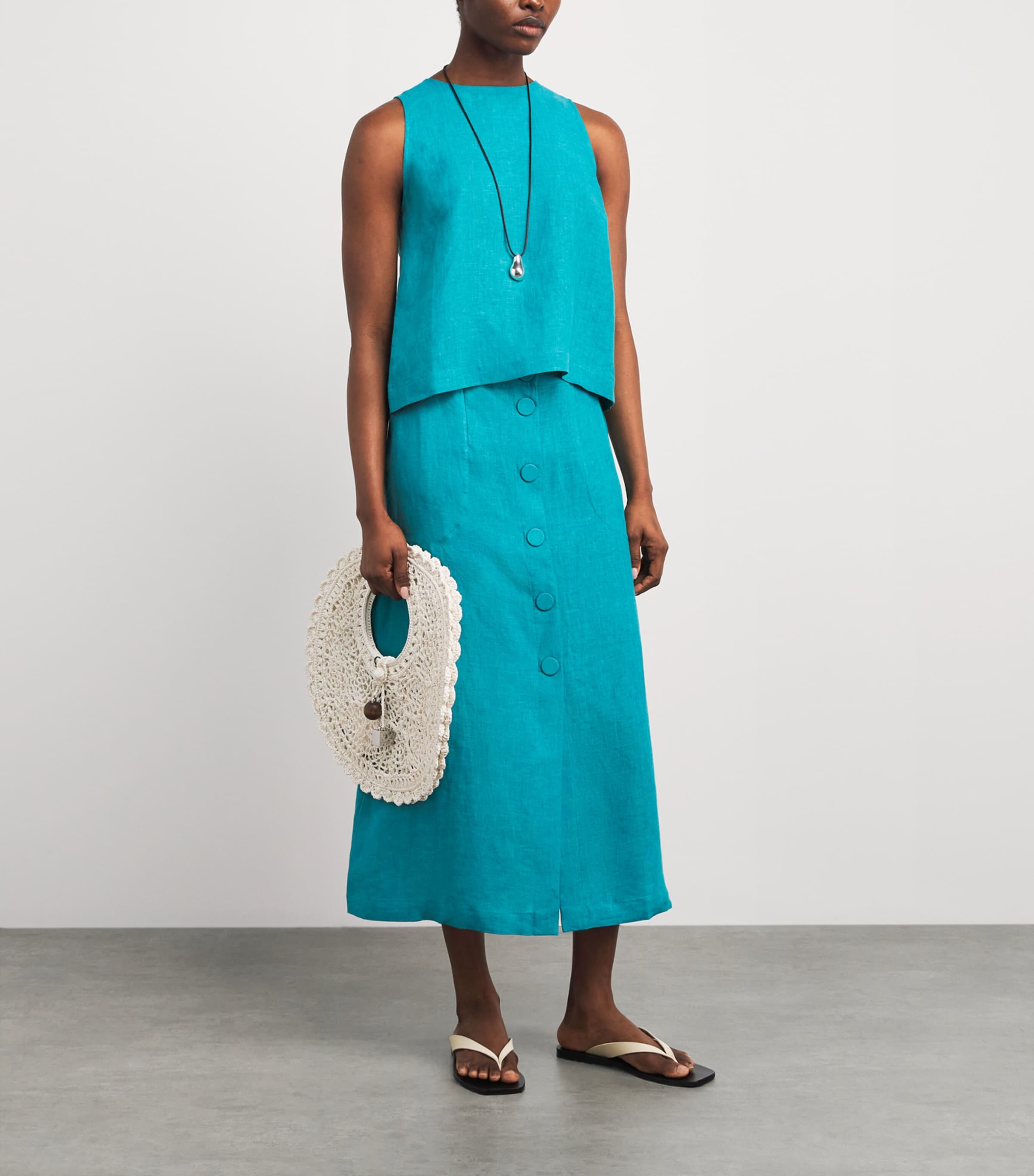 Eres Womens Linen Amusante Midi Skirt Persane Image 2