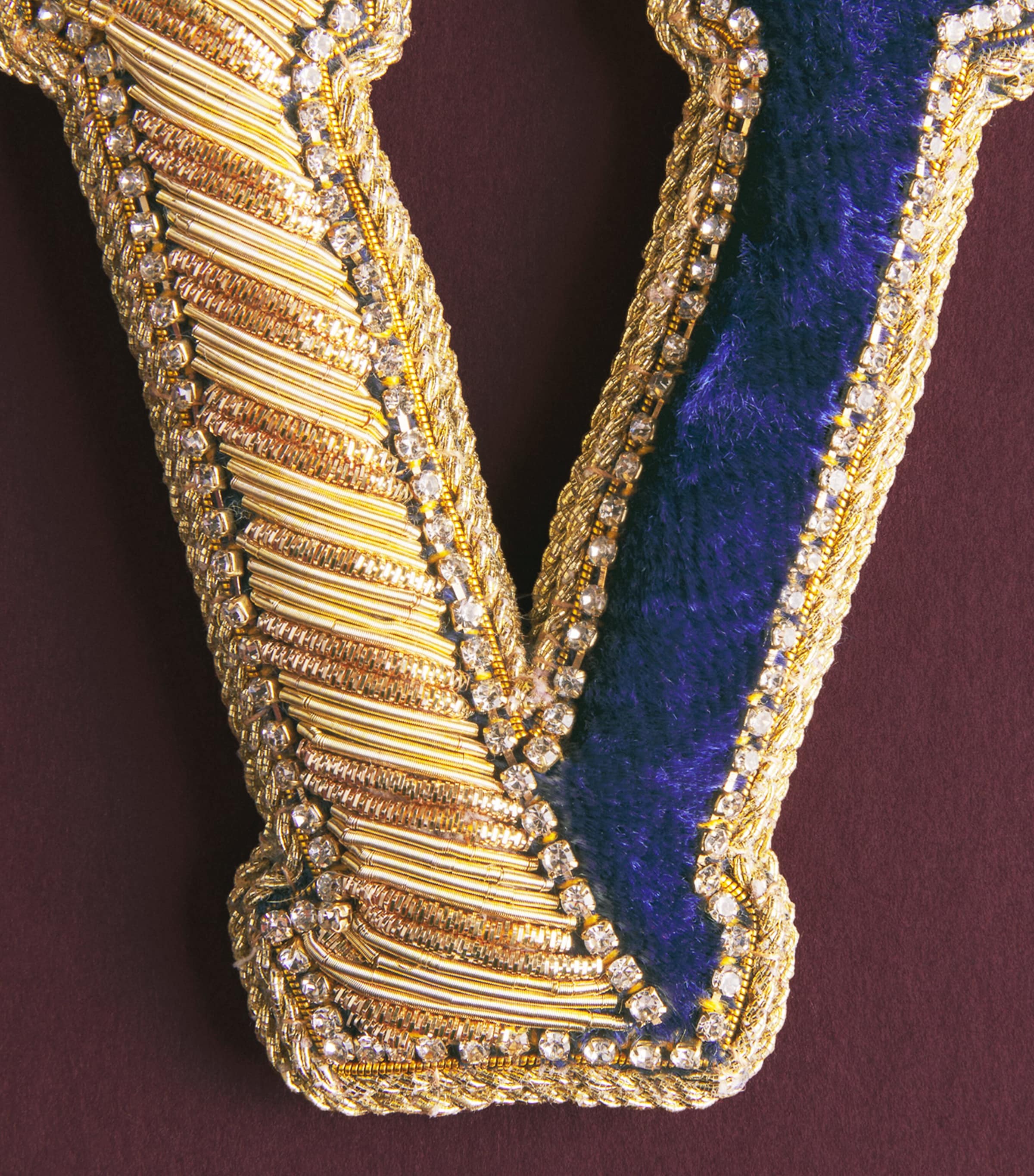 Tinker Tailor Letter V Tree Decoration Navy, Gold & Wine Image 2