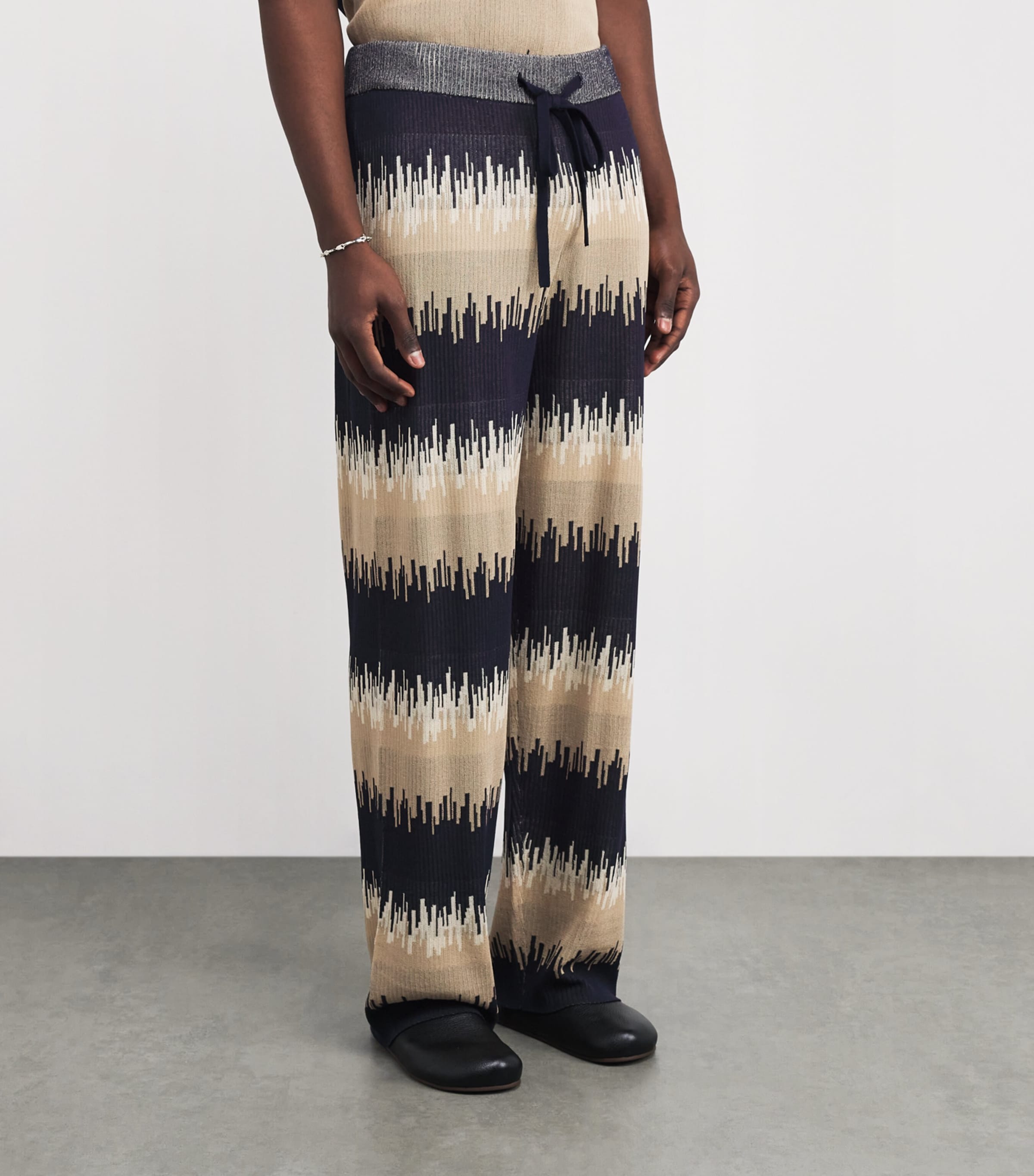 Jacquard Wave Wide-Leg Trousers MULTI Image 3