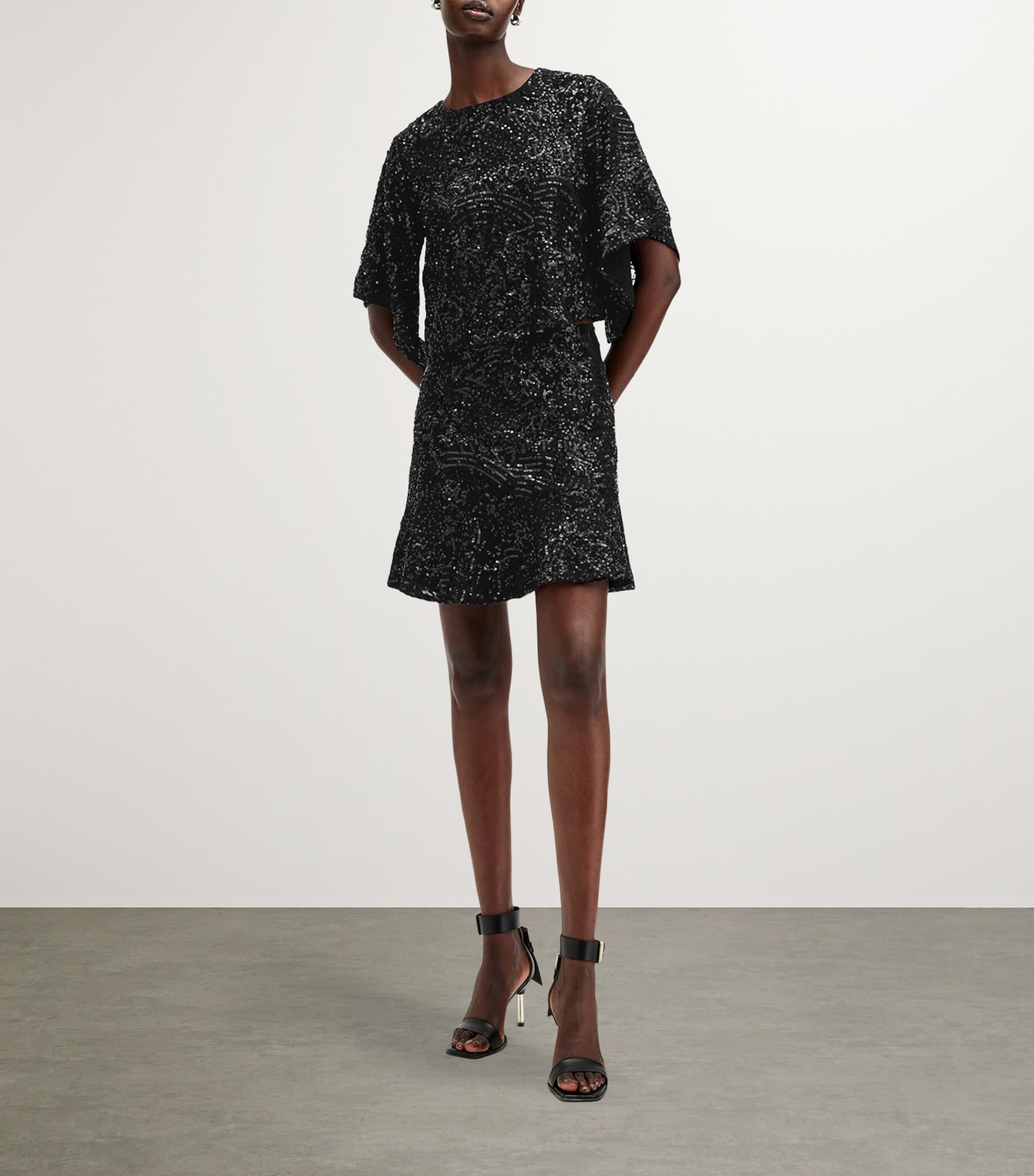 AllSaints Womens Embellished Ivy Top Black Image 2