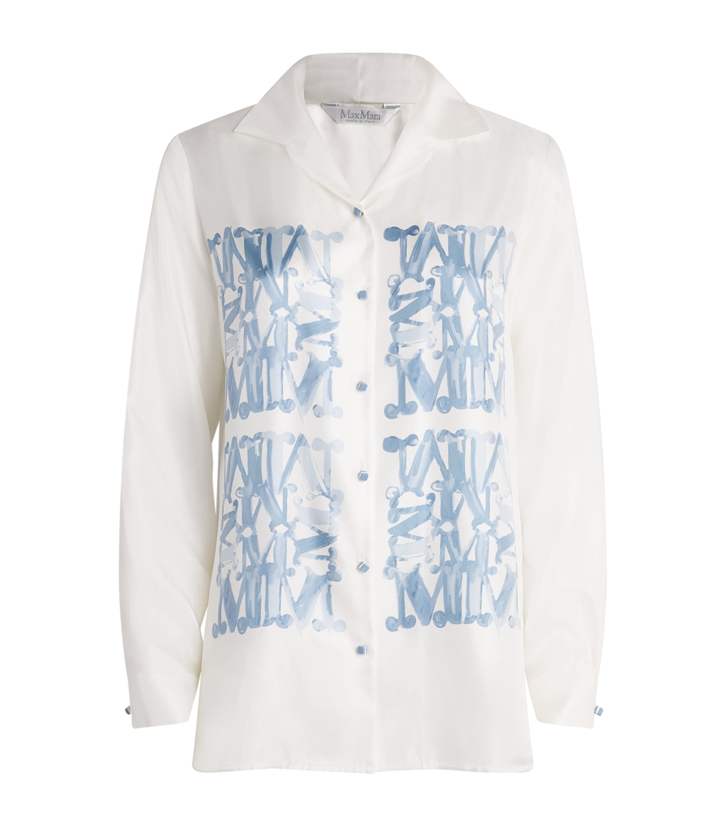 Max Mara Silk Monogram Shirt In White