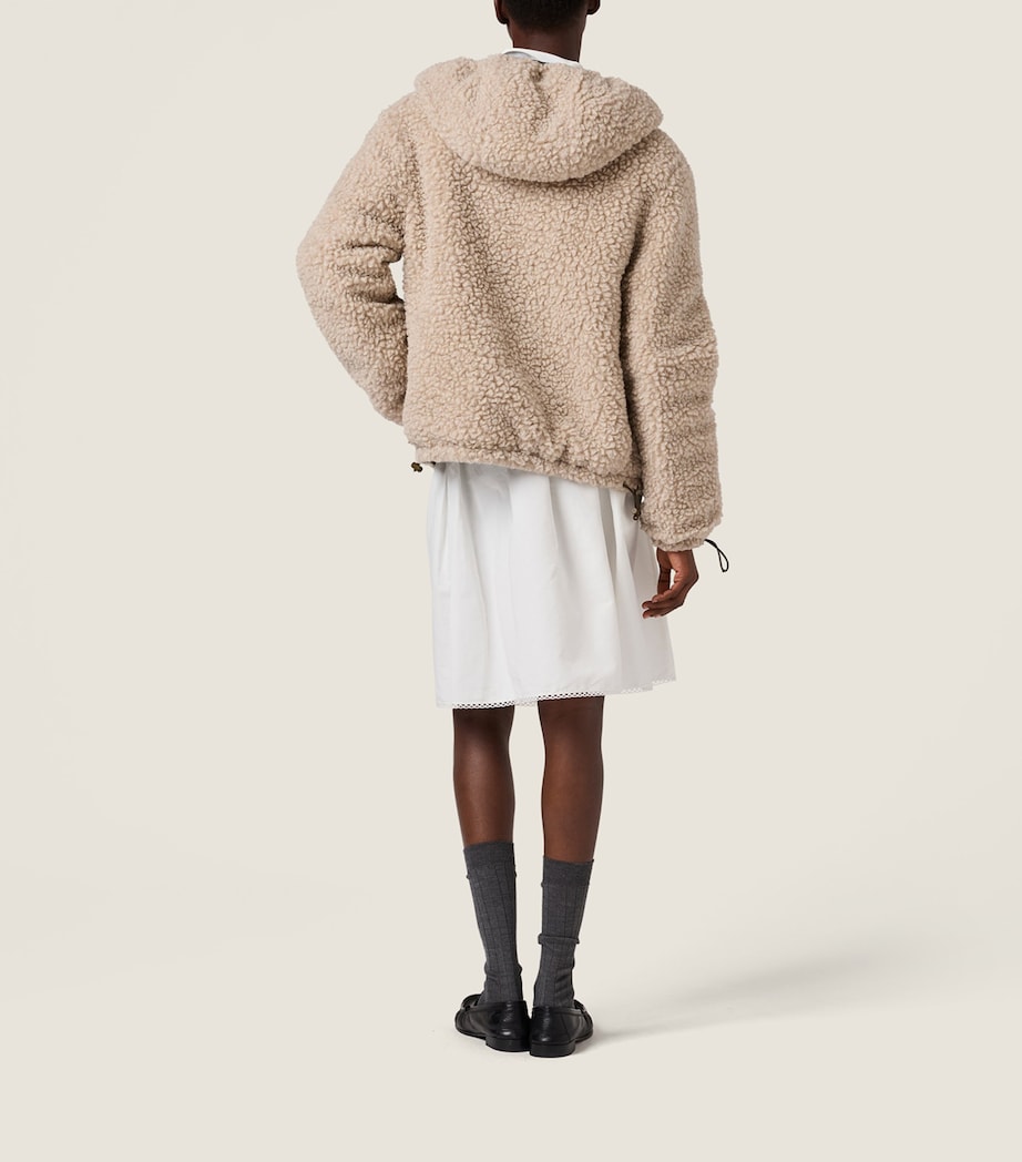 Wool-Blend Teddy Bomber Jacket F03QQ Image 3