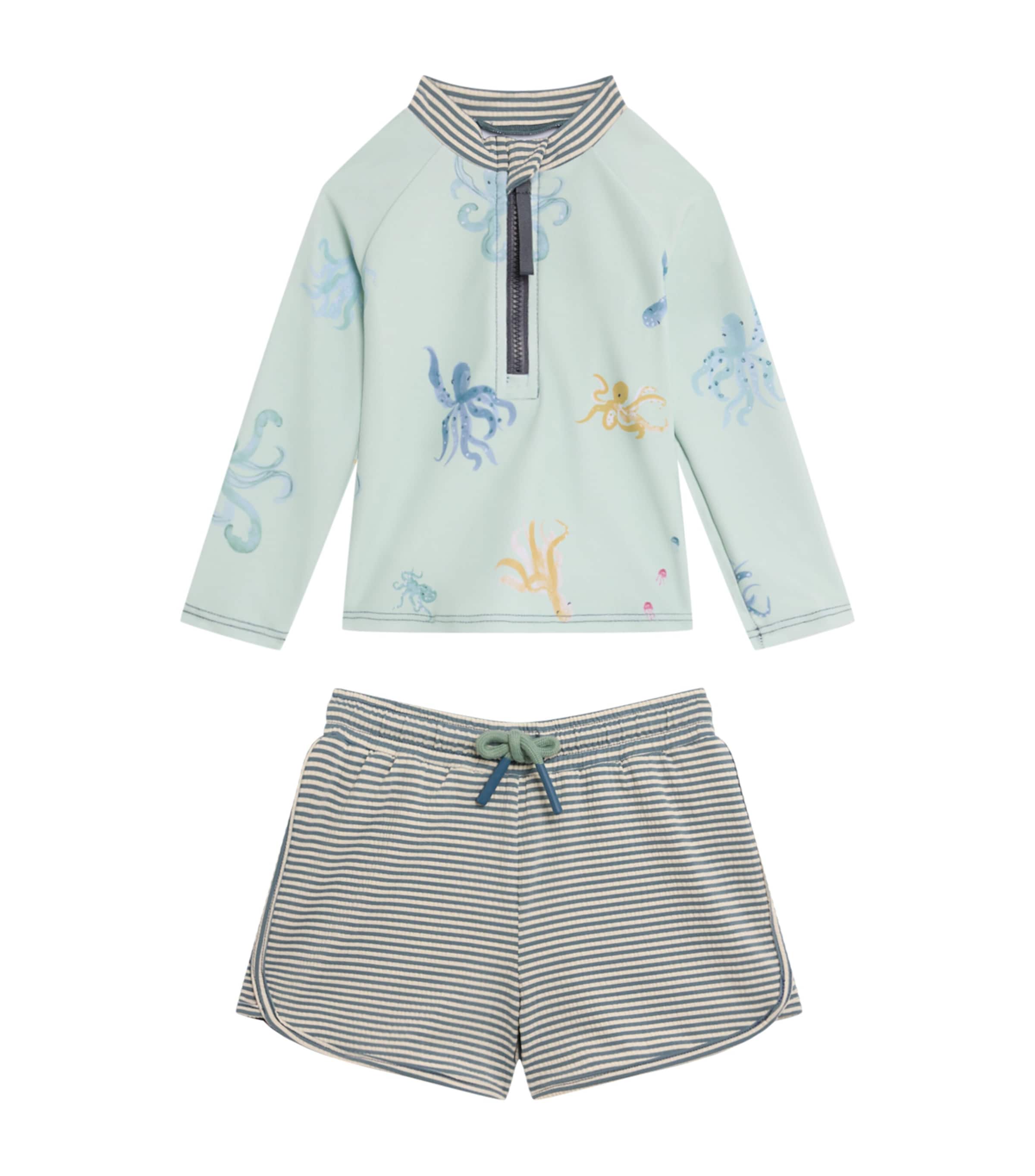 Pehr Rash Guard Top And Shorts Swim Set In Gray