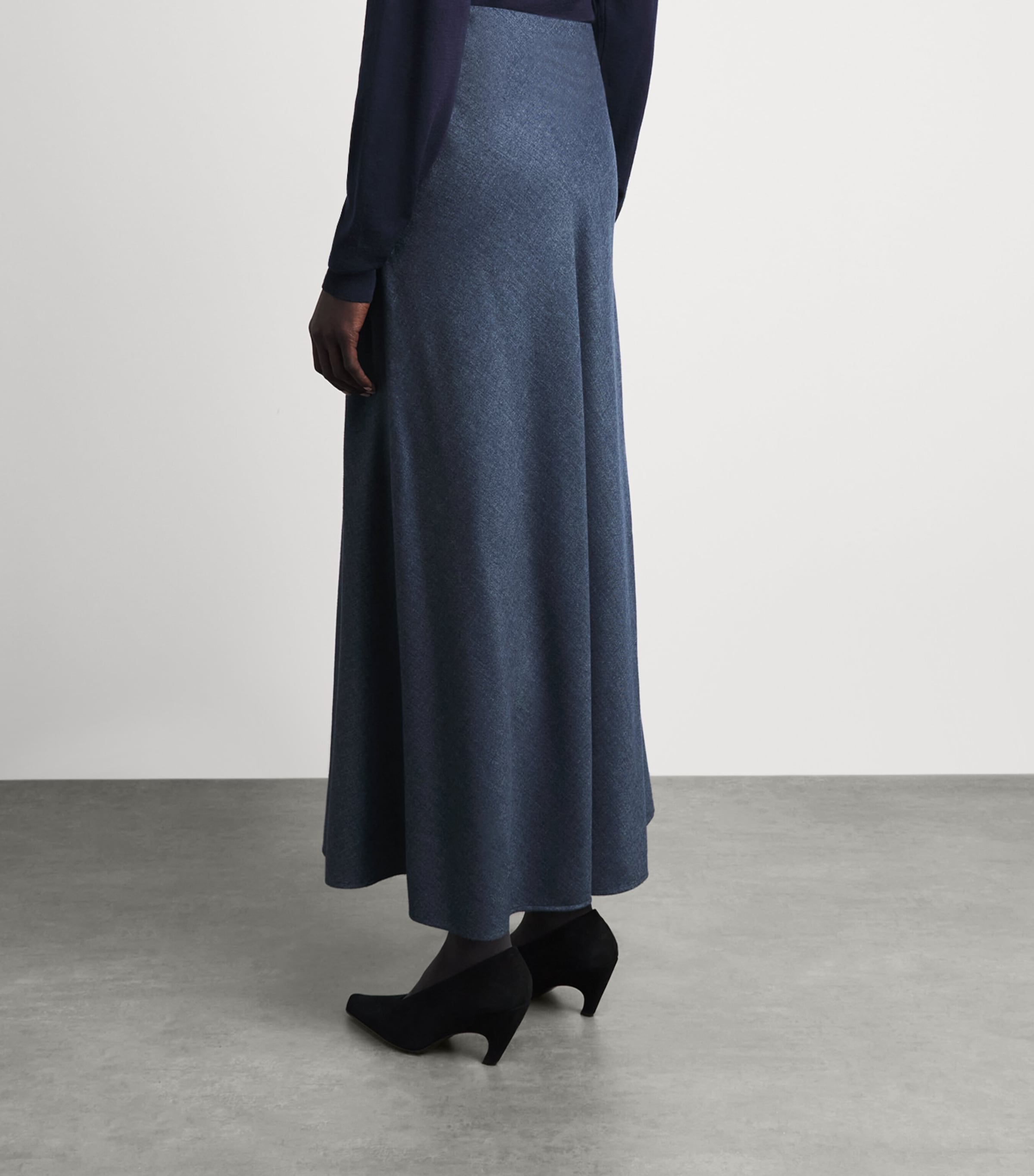 Colombo Womens Cashmere Midi Skirt Blue Jeans Image 5
