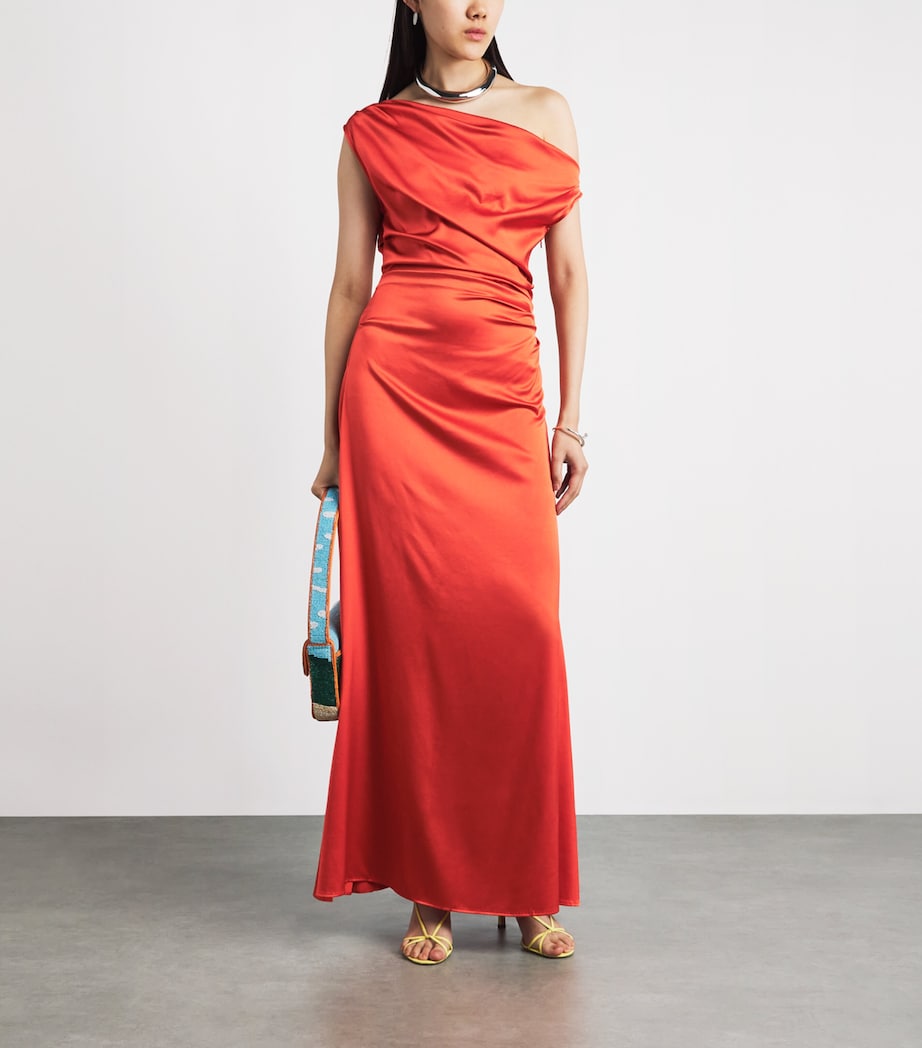 STAUD Womens Silk-Blend Phare Maxi Dress Koi Koi Image 2