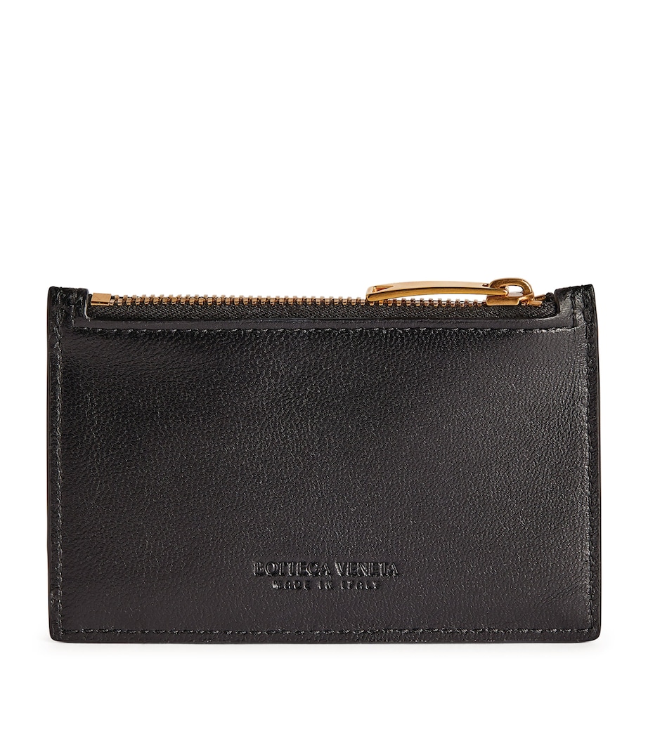 Leather Zipped Card Holder BLACK-GOLD Image 2