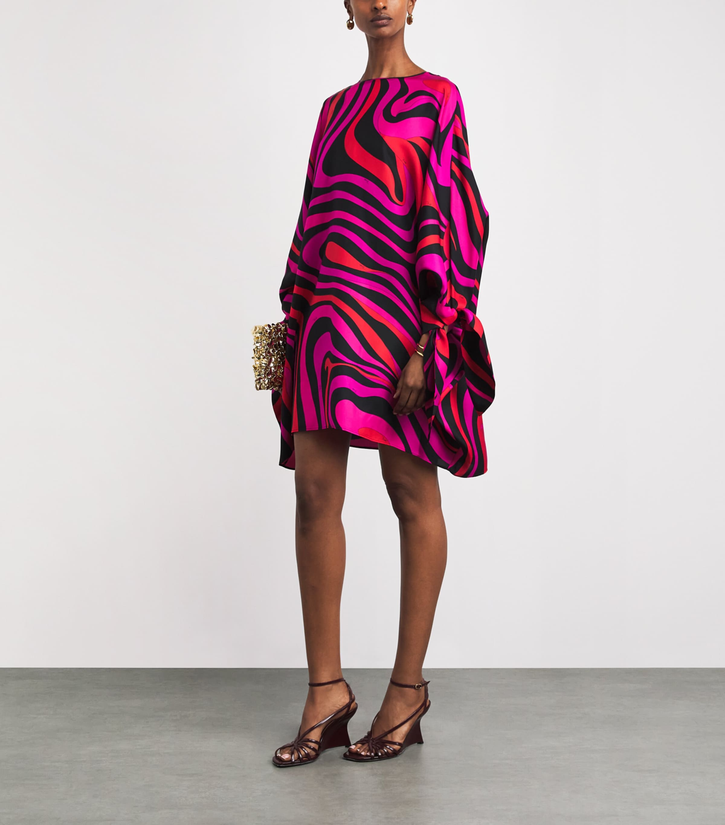 PUCCI Womens Silk Fari Kaftan Mini Dress Fuchsia Image 2