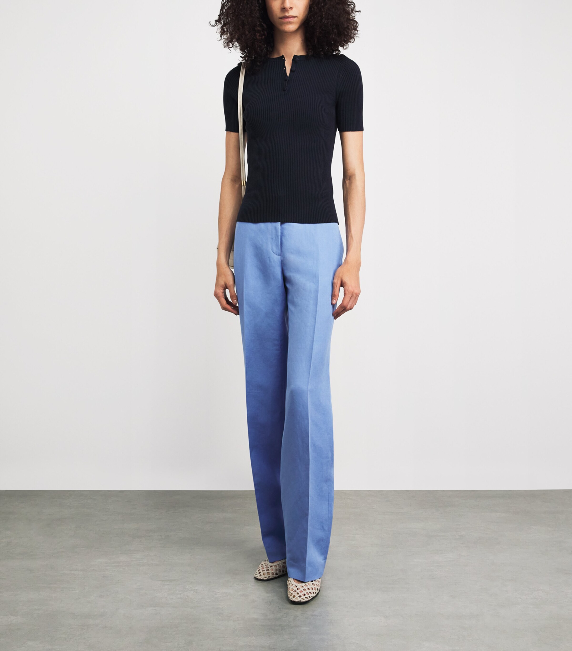 Lafayette 148 Womens Silk-Linen Wide-Leg Trousers Iris Iris Image 2