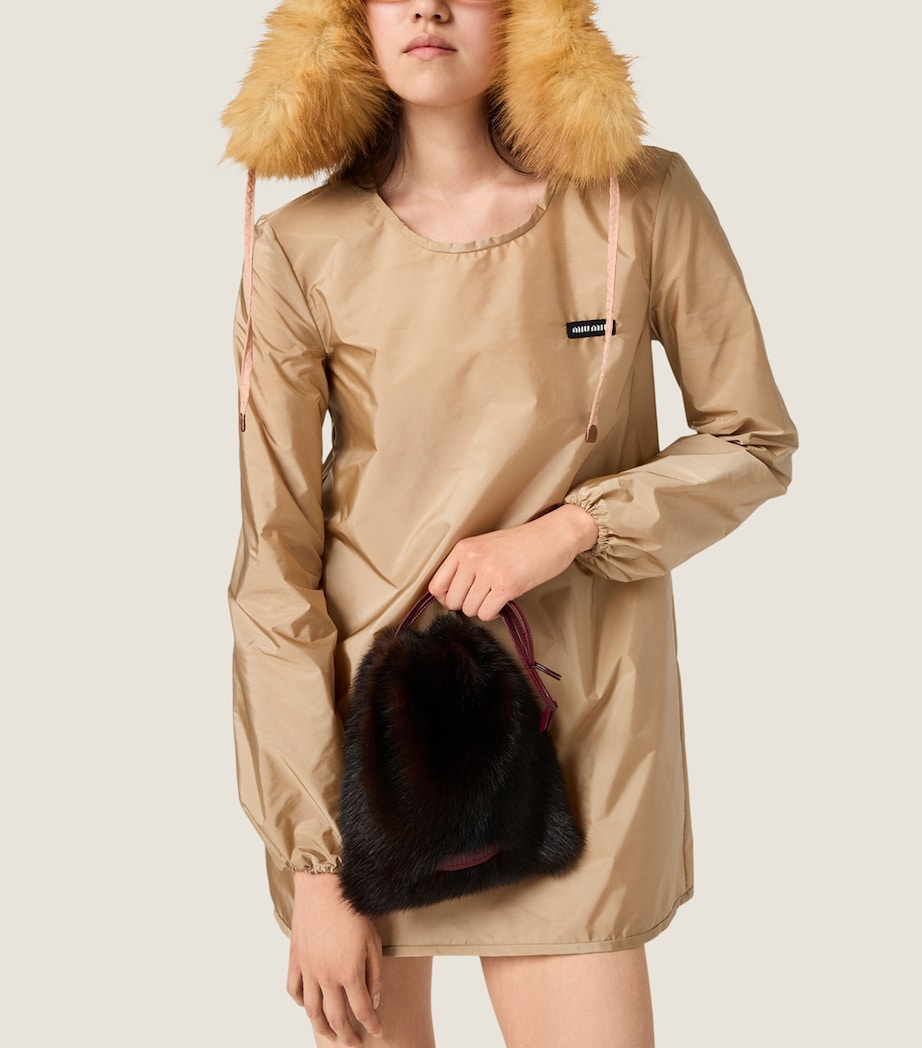 Miu Miu Shearling Drawstring Pouch Brown Image 2