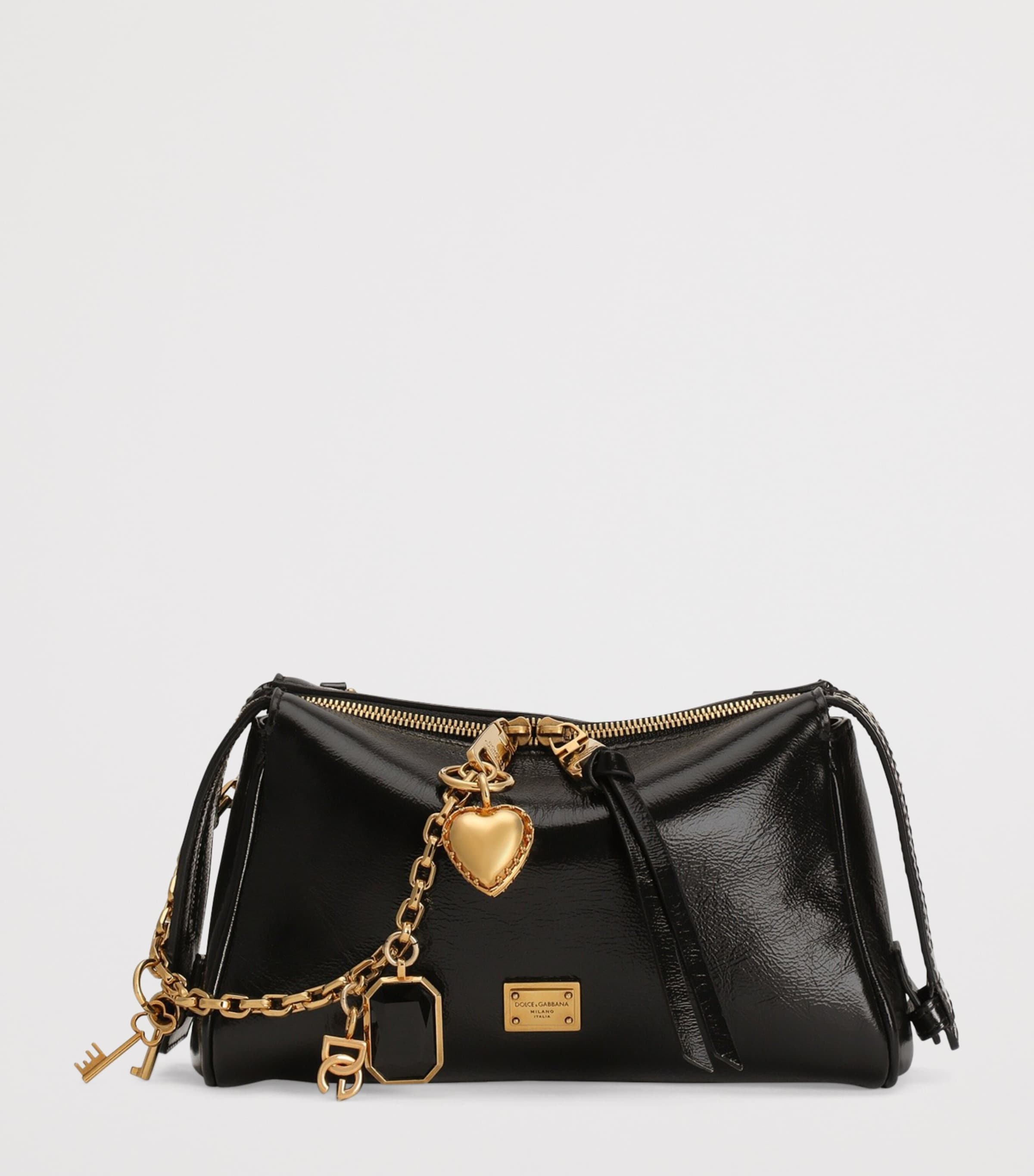 Calfskin Vittoria Charm Shoulder Bag 8I984-NERO/OTTO Image 3