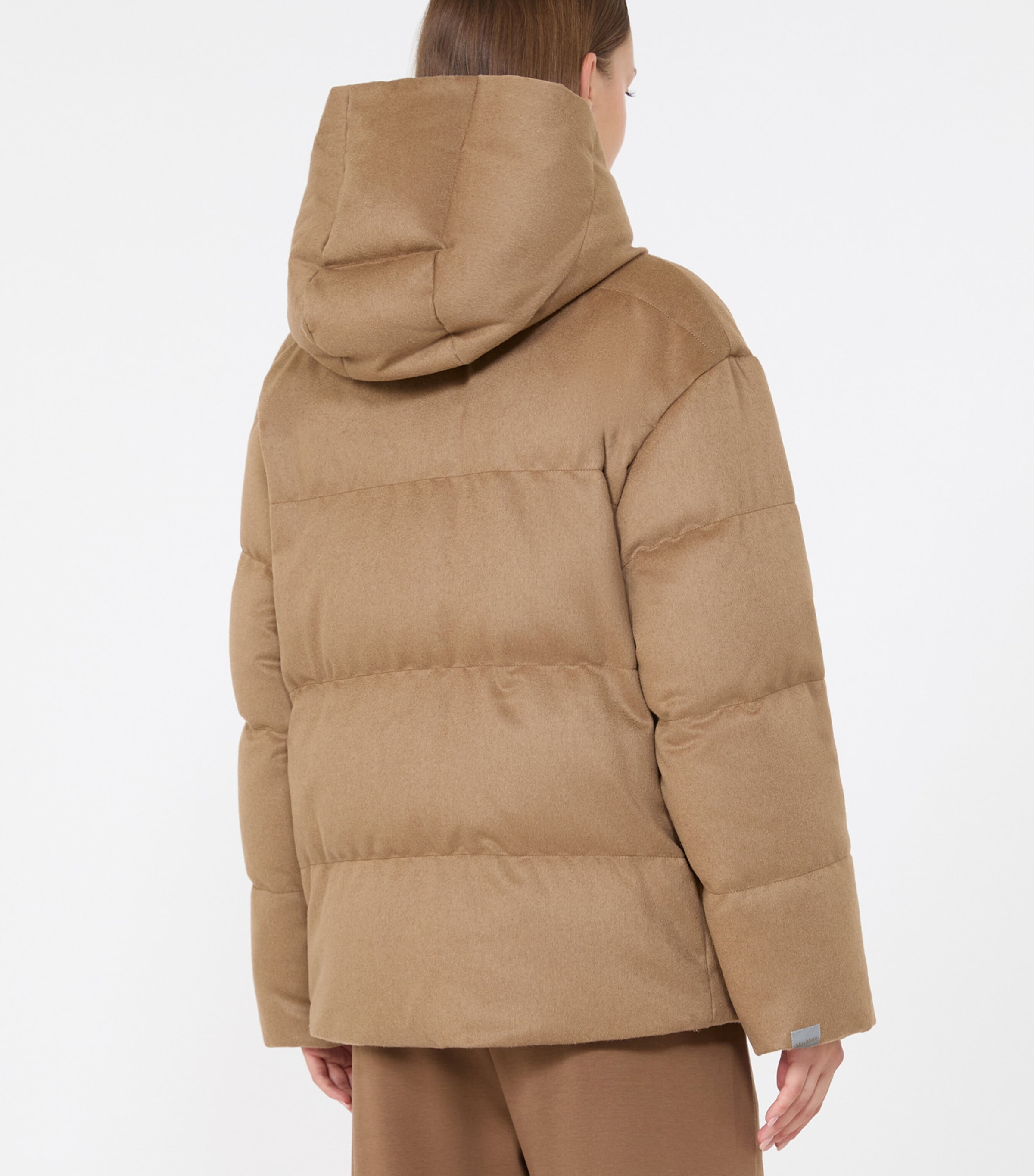Max Mara Womens Down Reversible Wool Puffer Jacket Camel Image 3