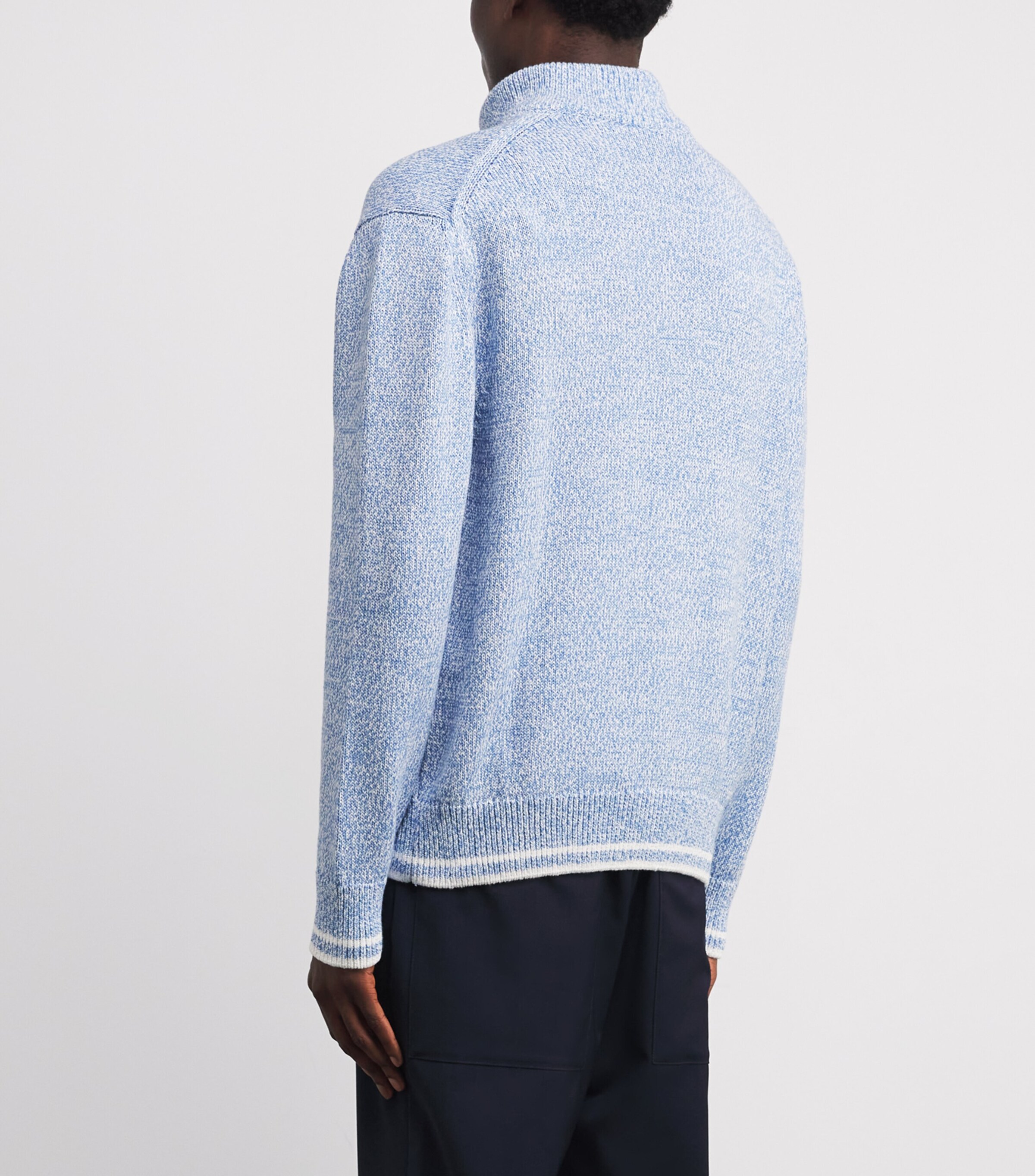 Cotton Marled Cardigan 104 BIANCO AZZURRO Image 4