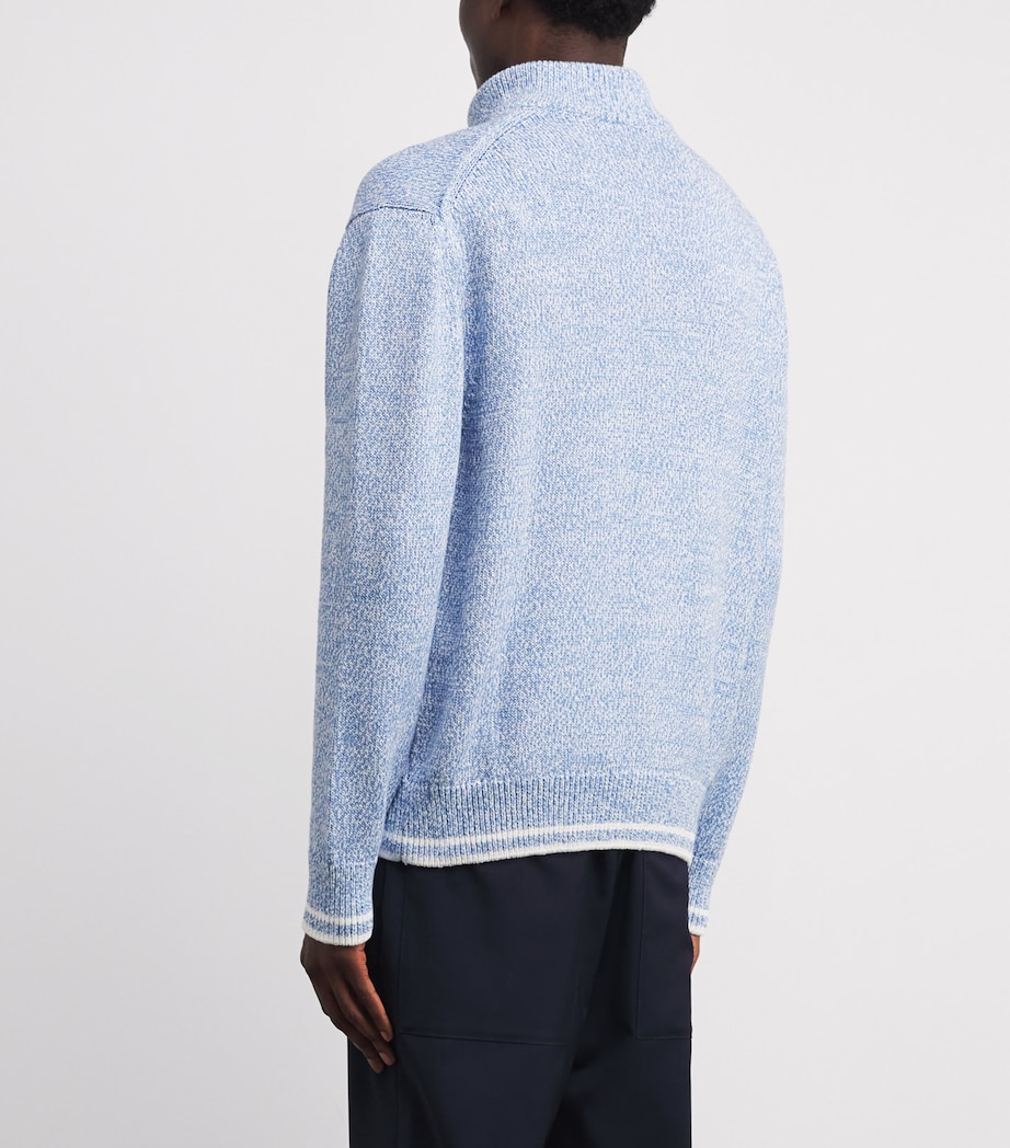 Cotton Marled Cardigan 104 BIANCO AZZURRO Image 4