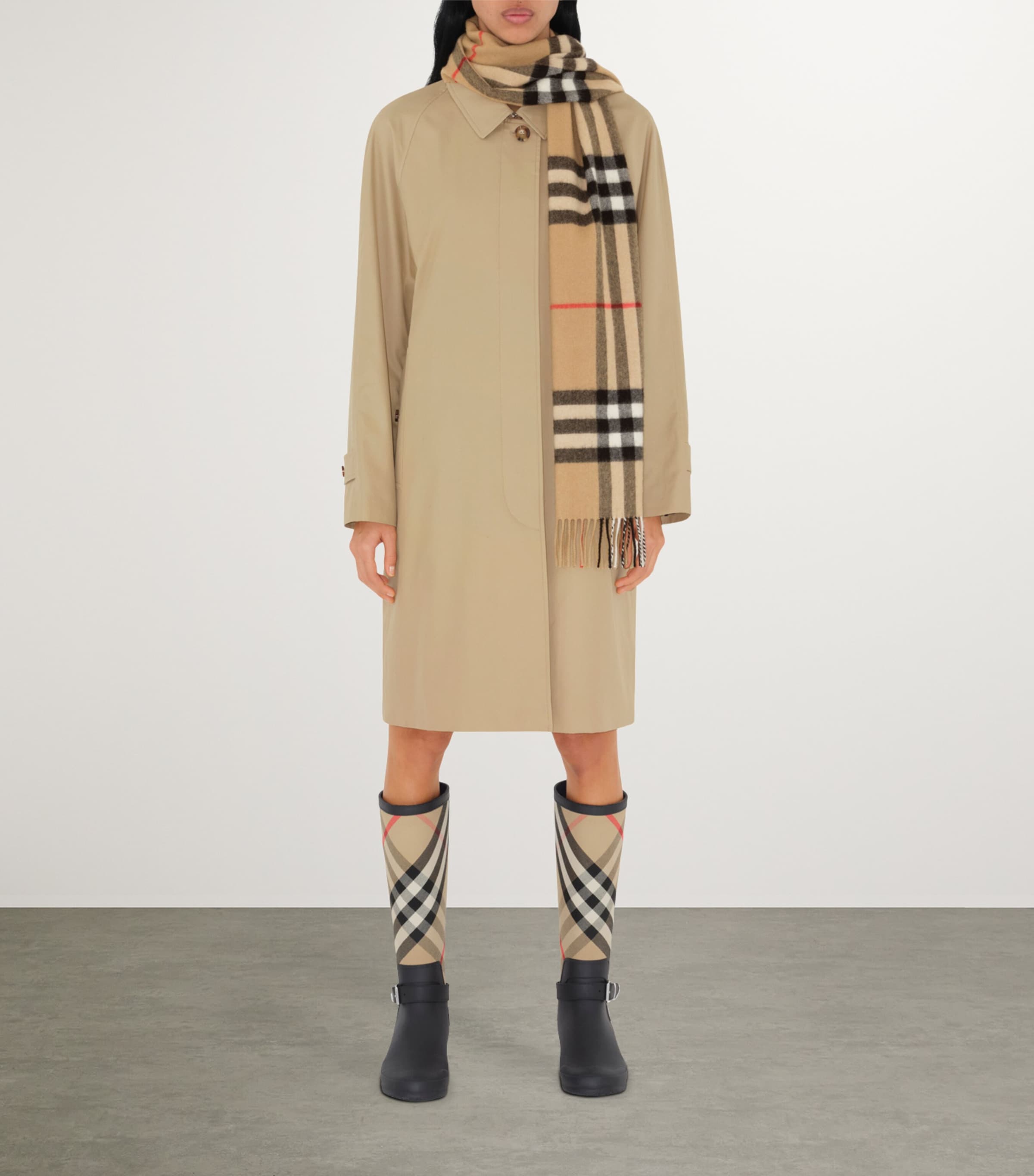 Burberry Cashmere Check Scarf Archive Beige Image 6
