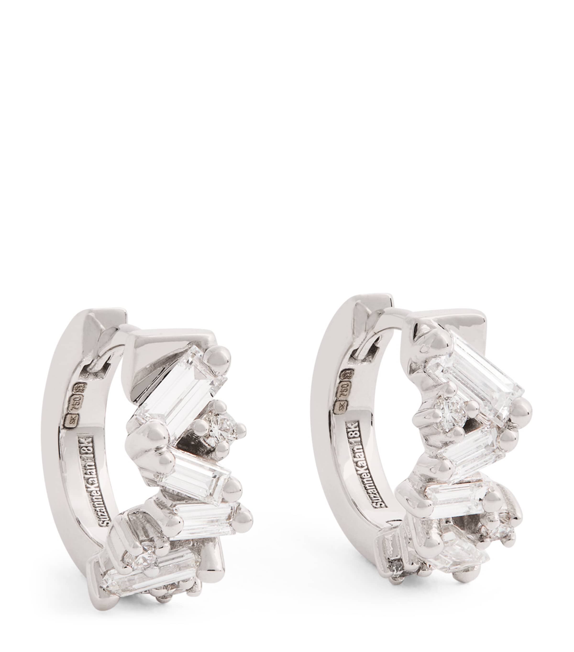 Suzanne Kalan White Gold And Diamond Frenzy Huggie Earrings In White