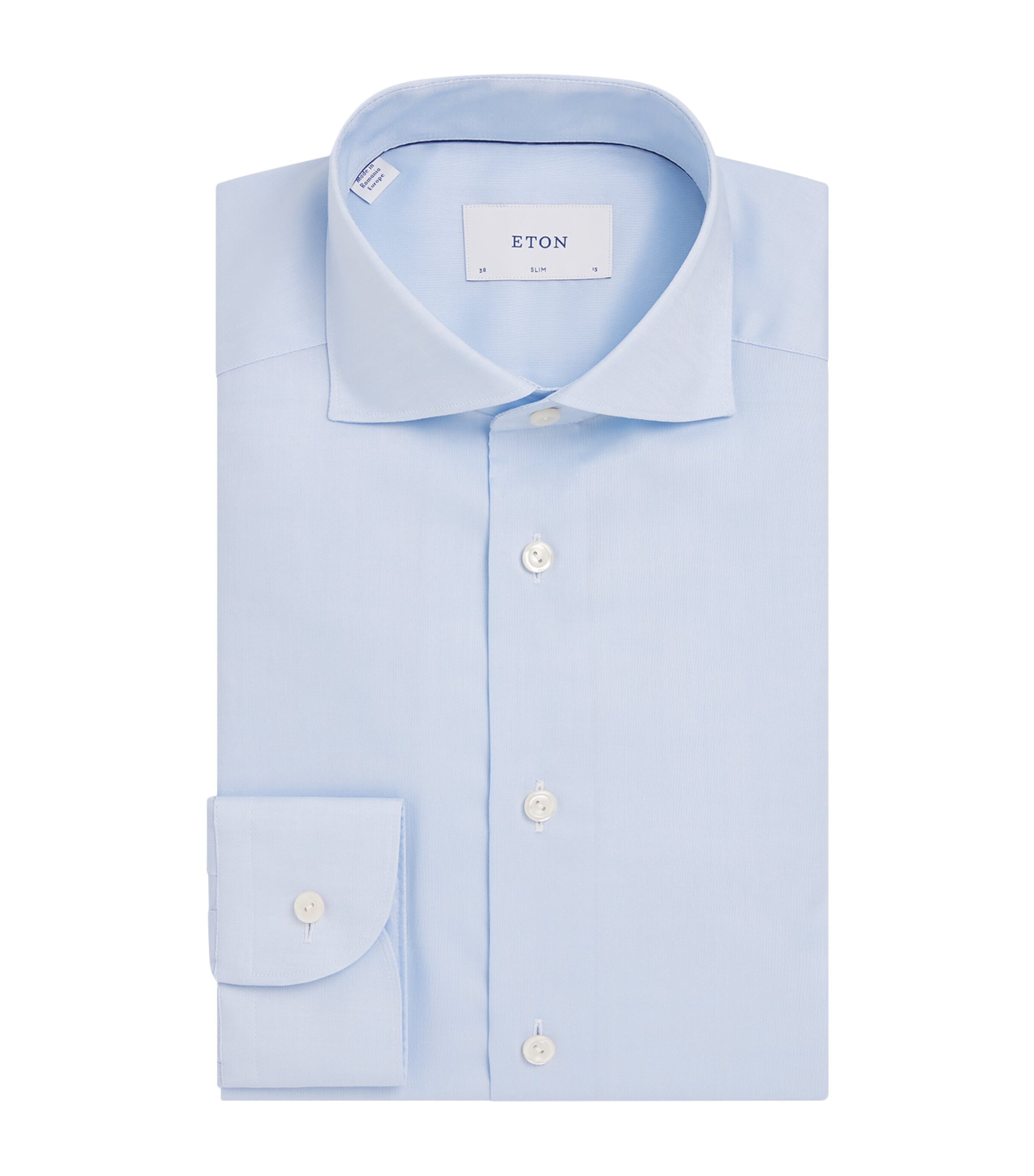 Eton Mens Cotton Signature Oxford Slim Shirt Mid Blue Image 1