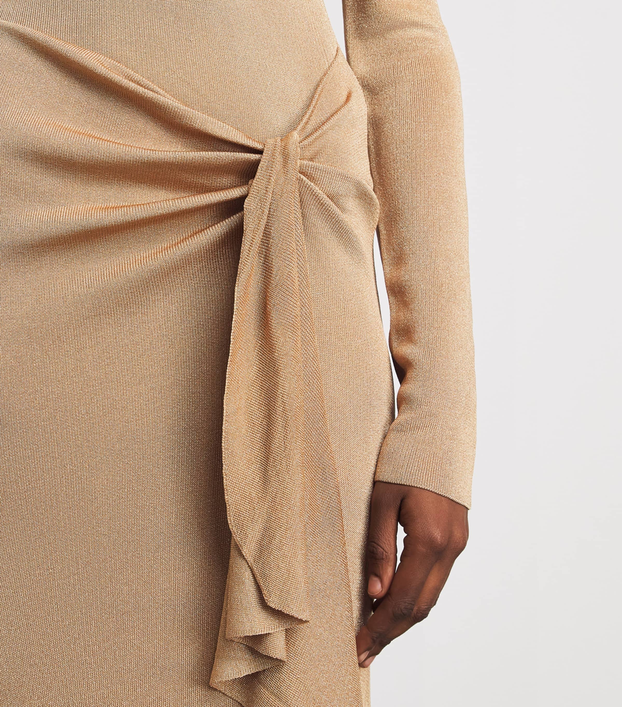 Roland Mouret Womens Lurex Draped Gown Gold Image 5