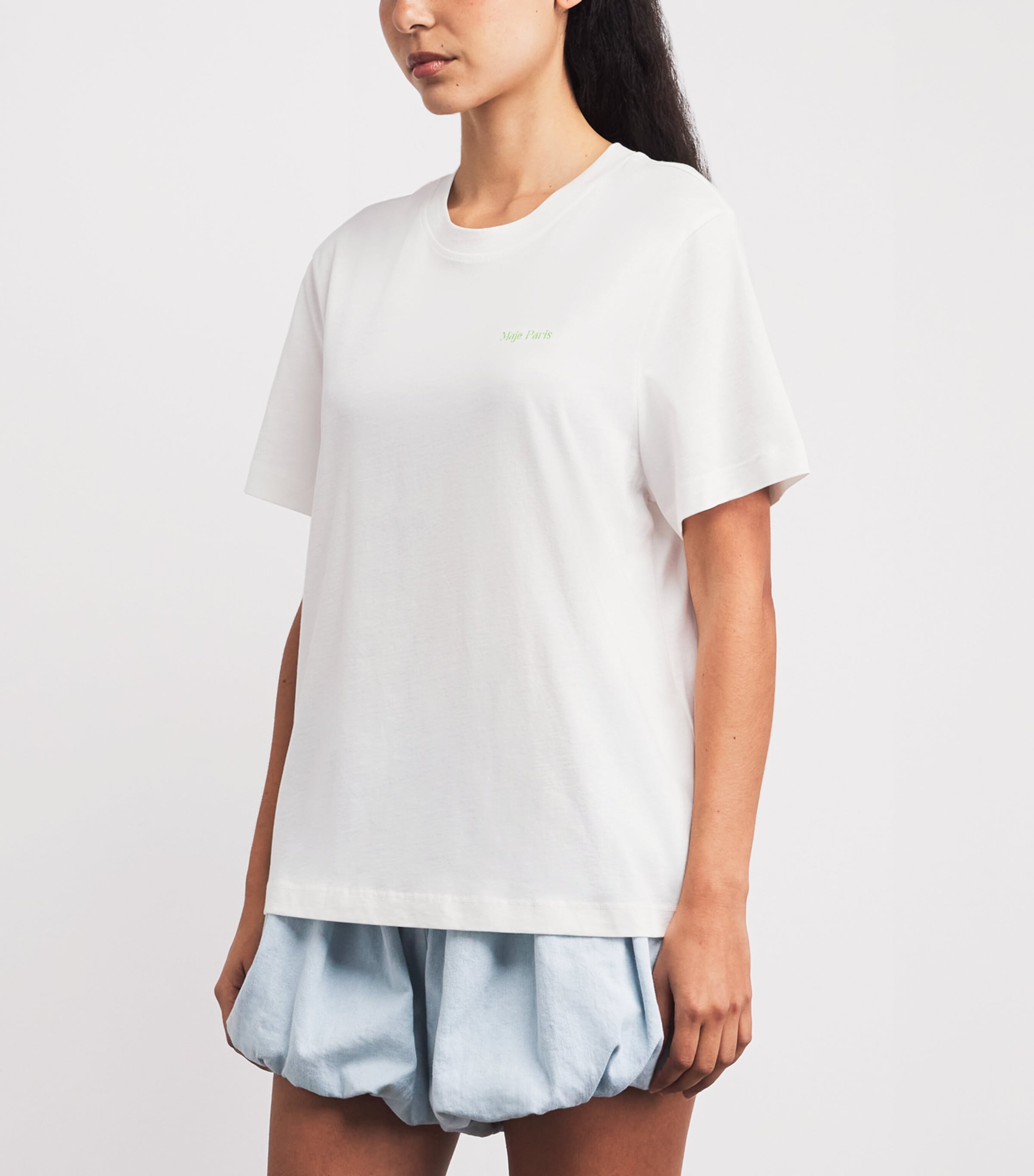 Maje Womens Cotton Graphic T-Shirt White Image 4