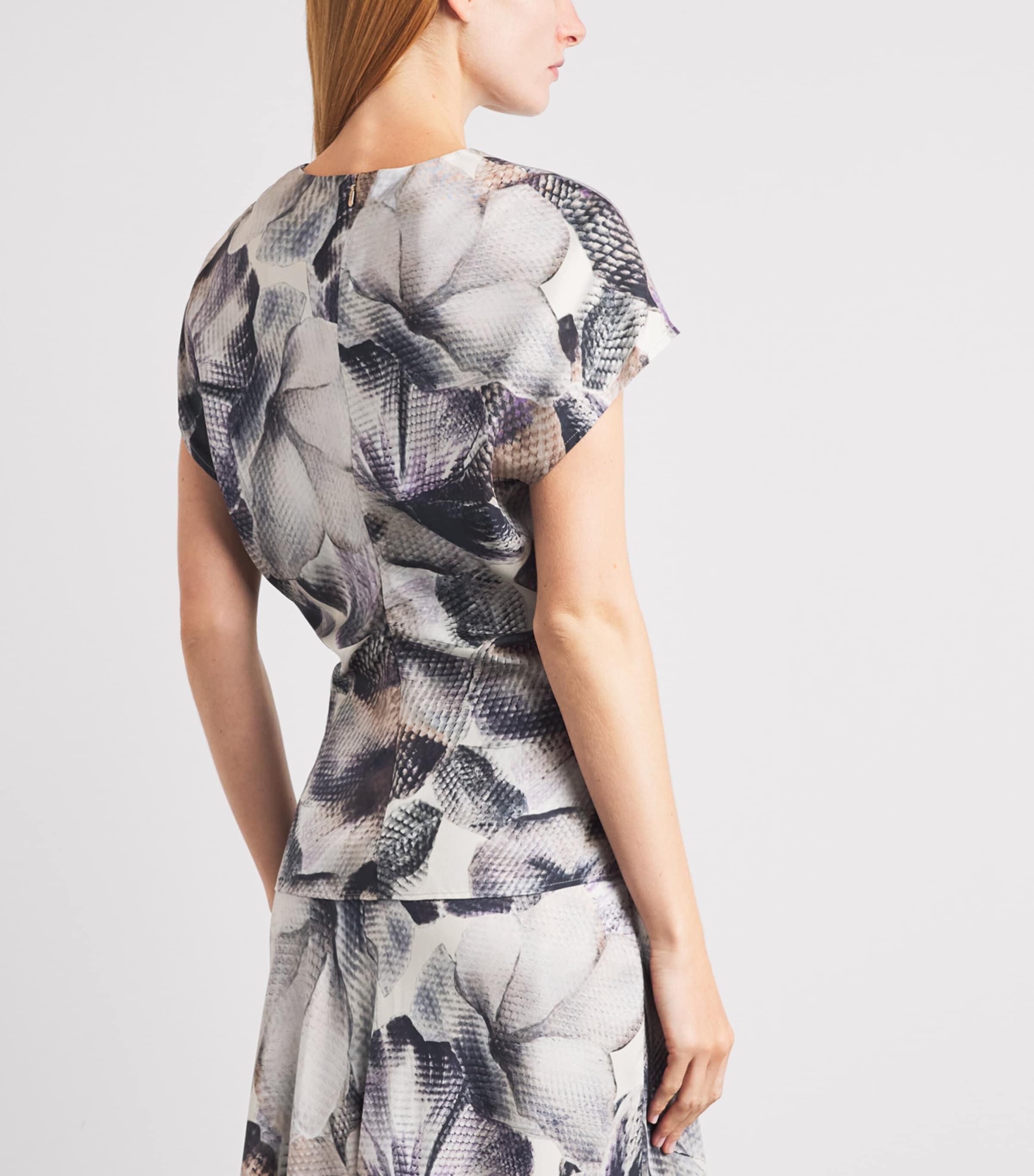 Agnona Womens Silk Floral Print Top Mauve Image 5