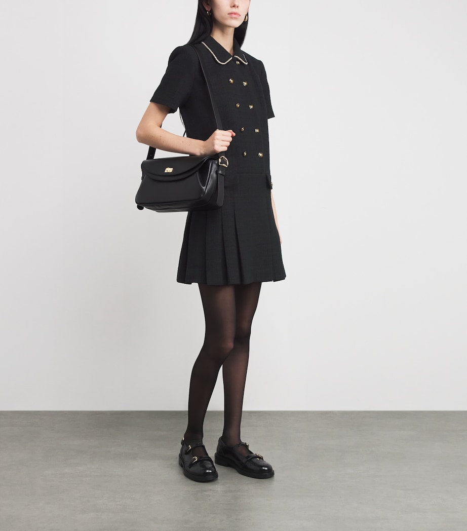 Tweed Buttoned Mini Dress BLACK Image 2