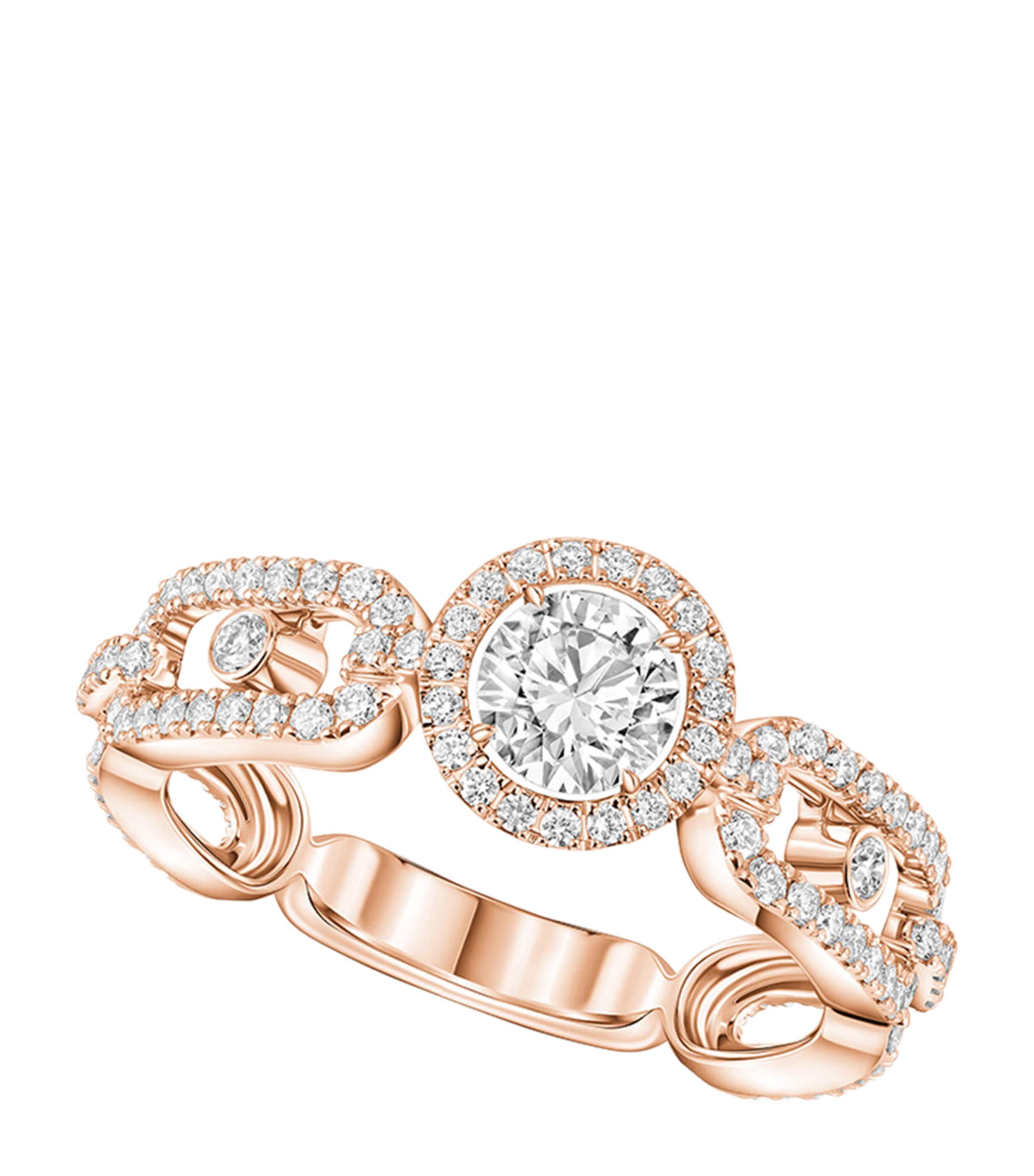 Messika Rose Gold And Diamond Pavé Move Link Ring In Grey