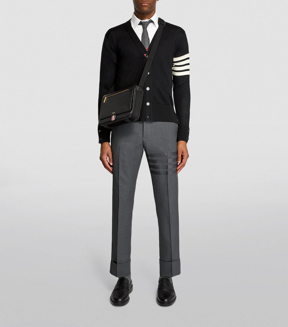 Merino Wool 4-Bar Cardigan BLACK Image 2