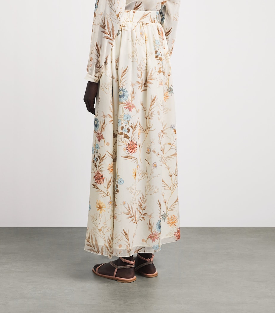Eleventy Womens Silk Floral Print Maxi Skirt Sabbia Image 4